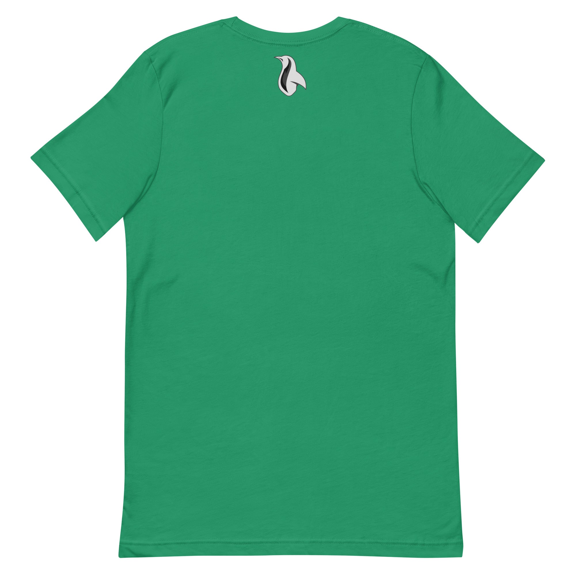 a green t - shirt with a white bird on it
