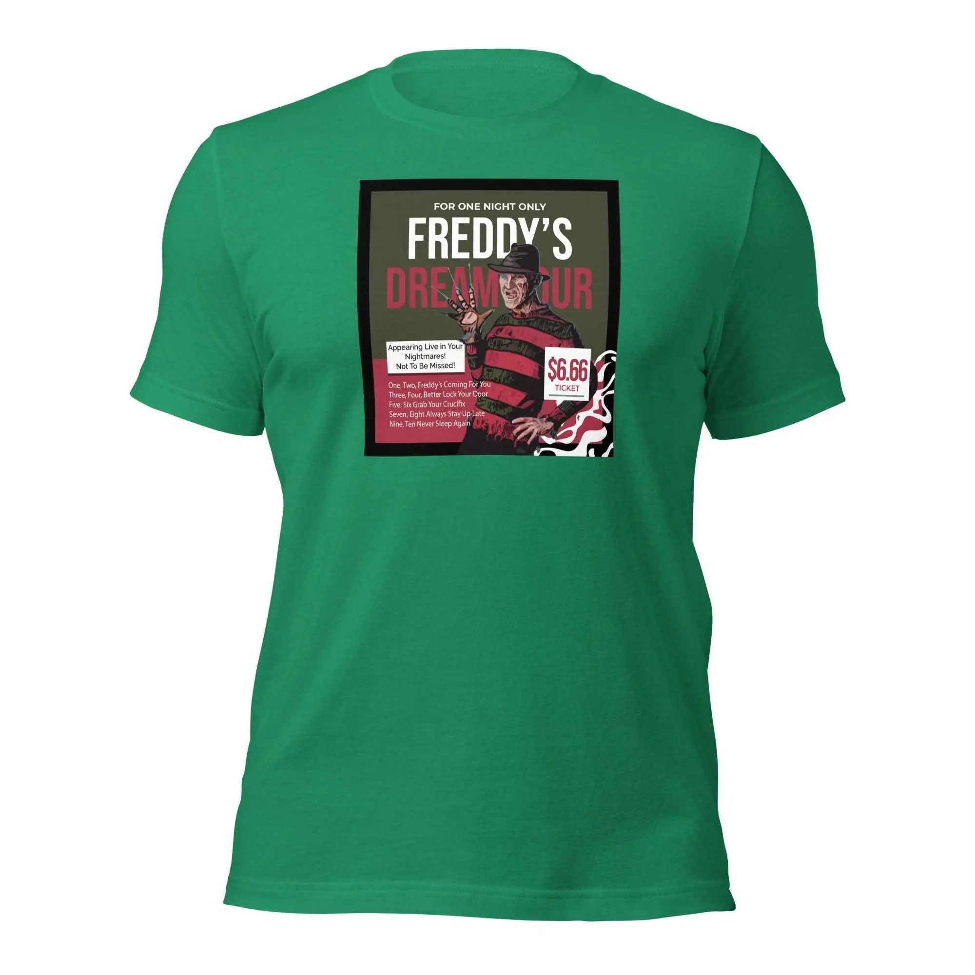 a green t - shirt with a picture of a man's face