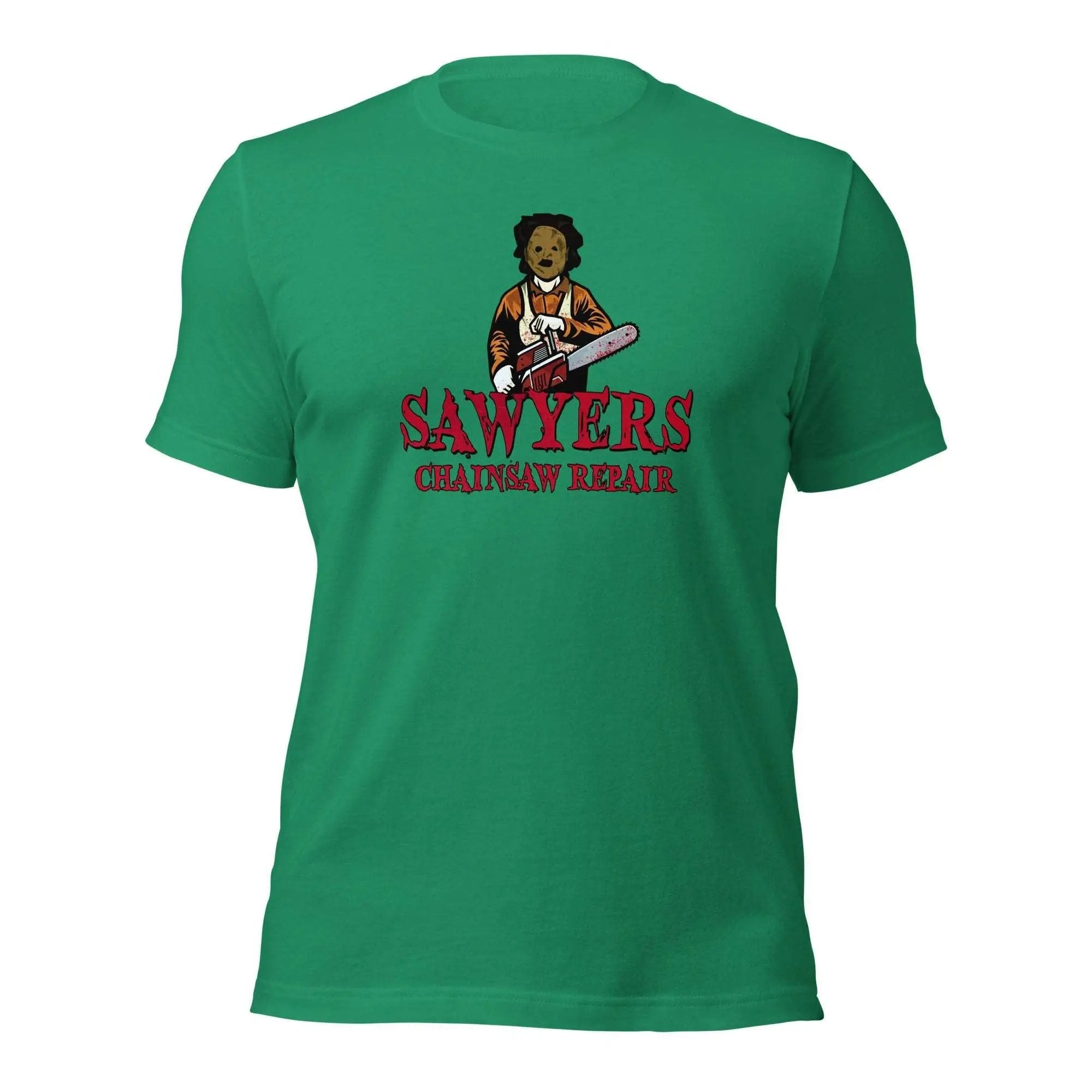 a green t - shirt with a picture of a man holding a baseball bat