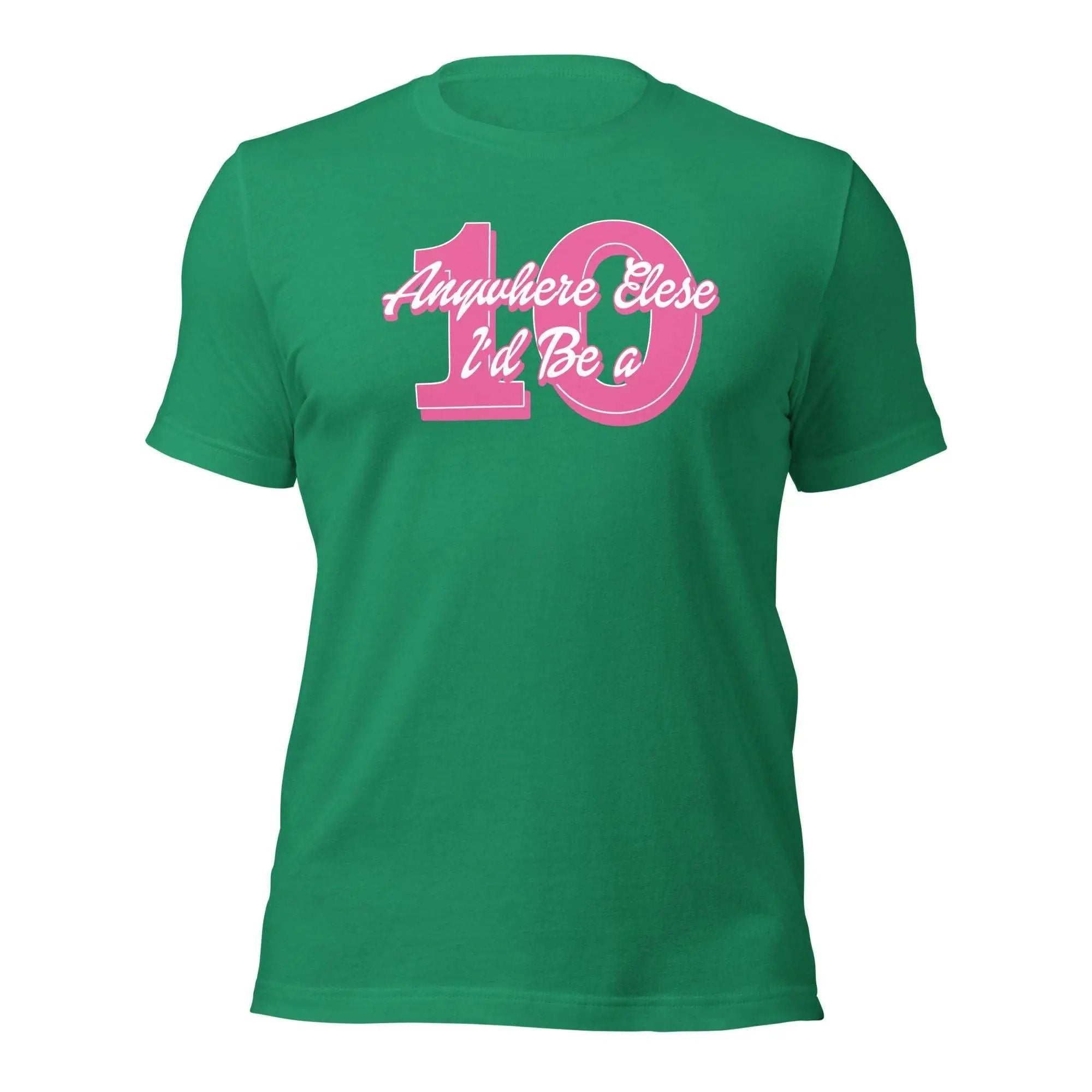 a green t - shirt with the number nine on it