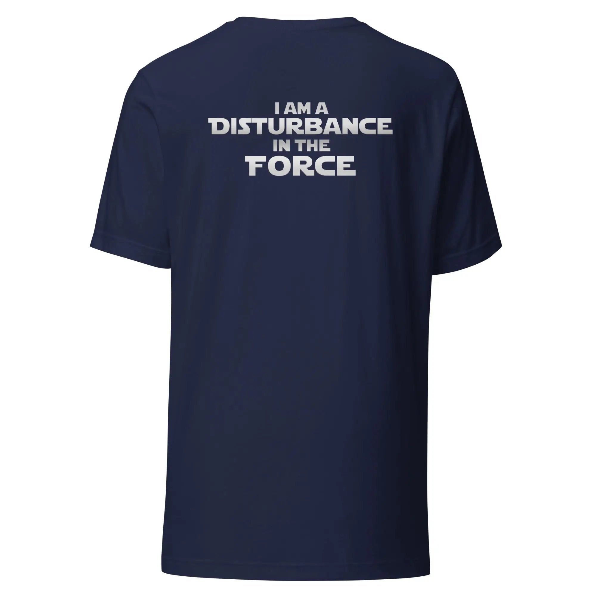 a navy t - shirt that says i am a distance force