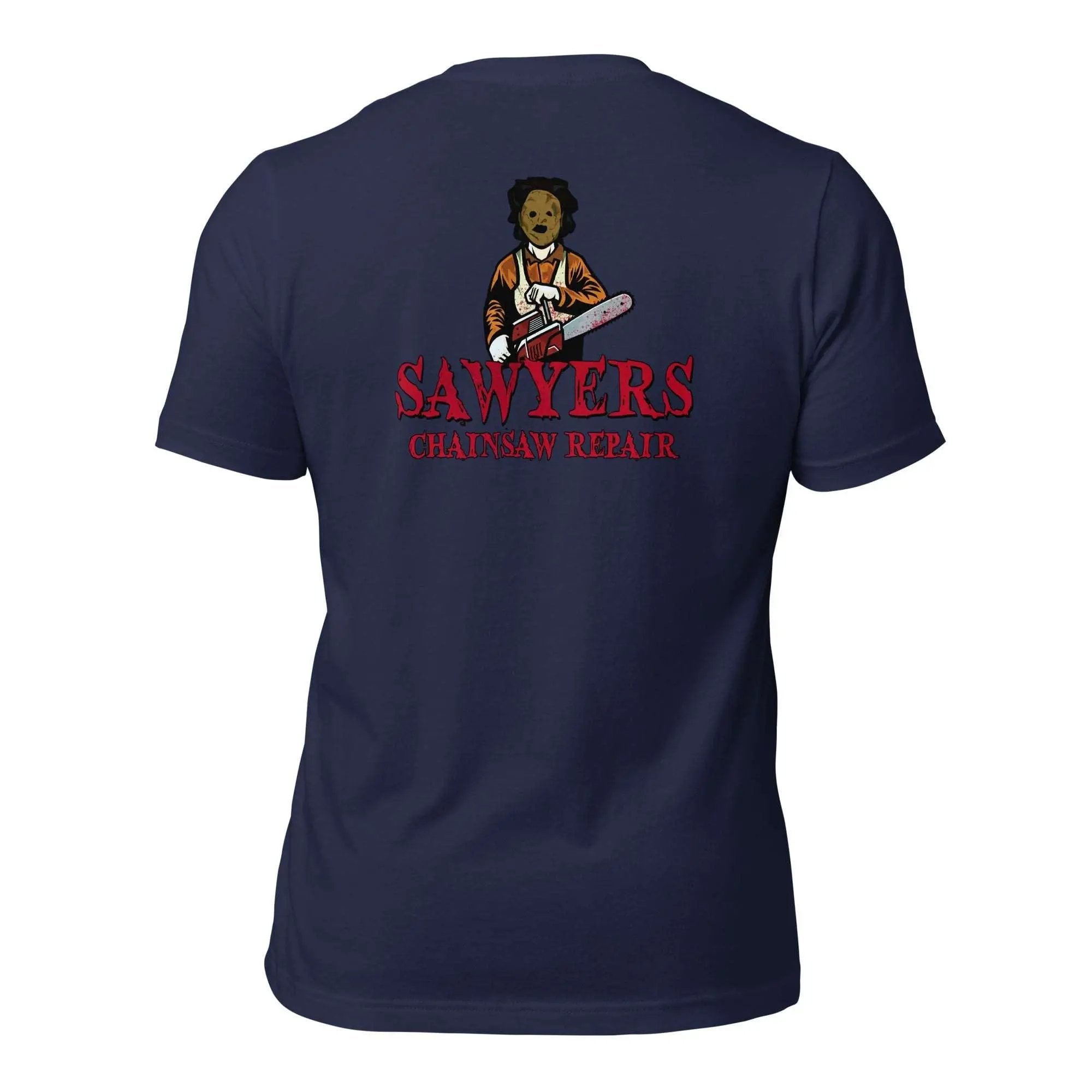 Sawyers Chainsaw Repair Unisex t-shirt (BACK)