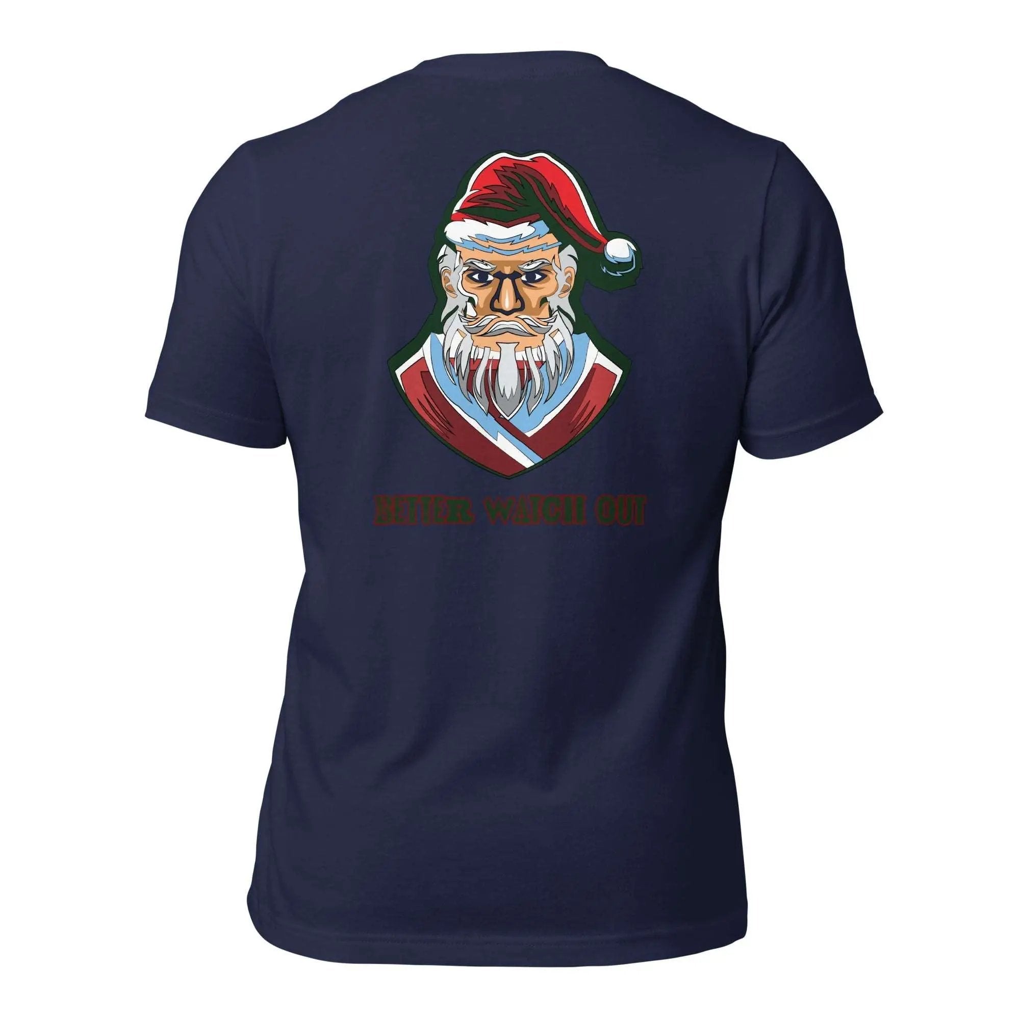 a t - shirt with a santa clause on it