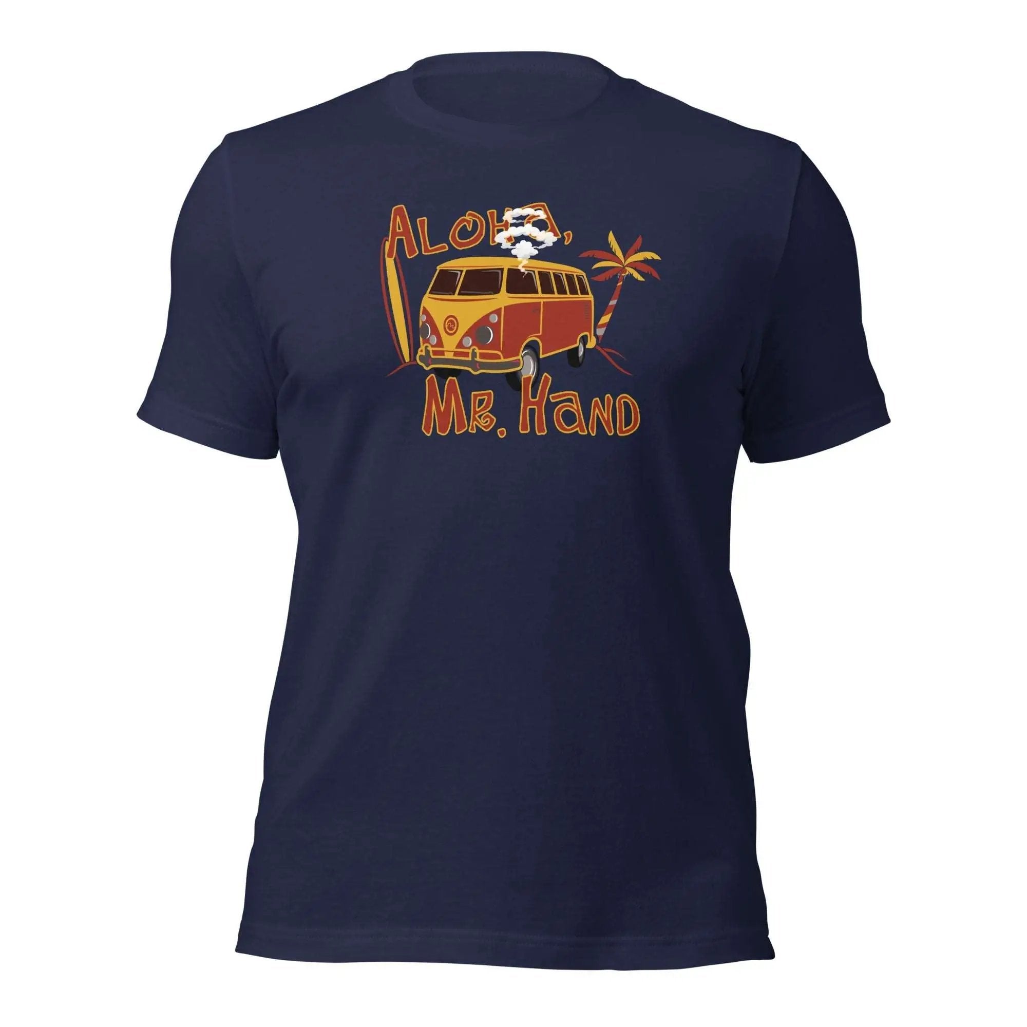 a blue t - shirt with an image of a vw bus on it