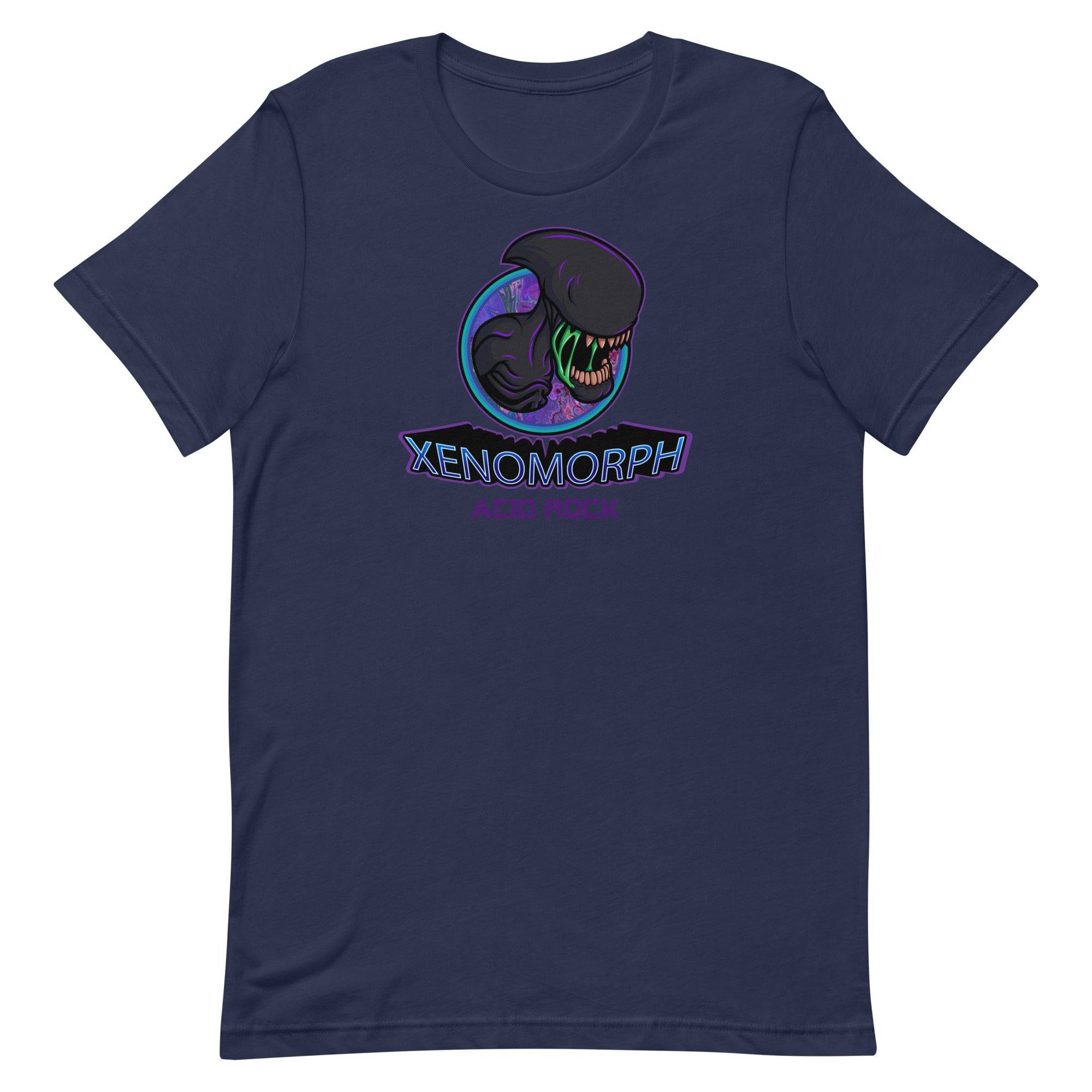 a blue t - shirt with the words xenomorph on it
