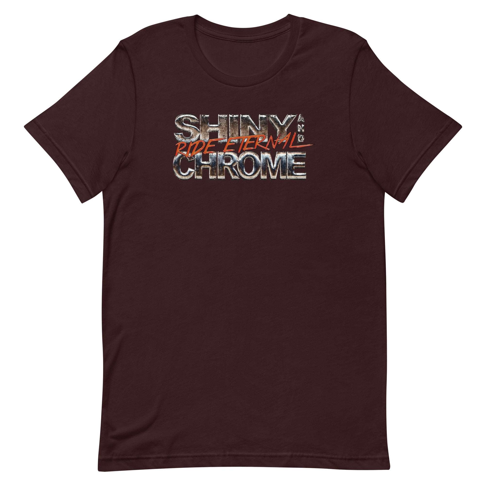 a t - shirt with the words shiny chrome on it