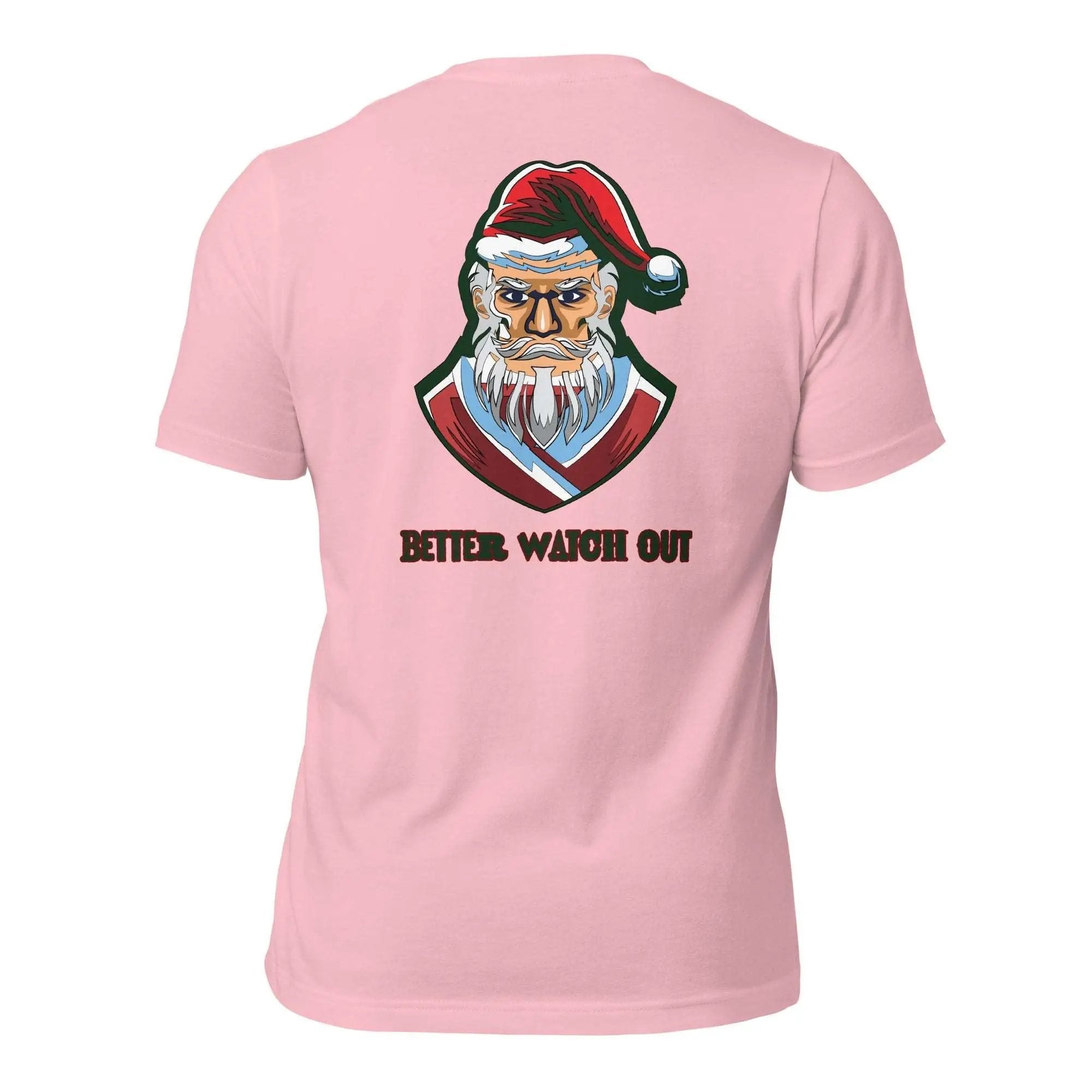 a pink shirt with a santa clause on it