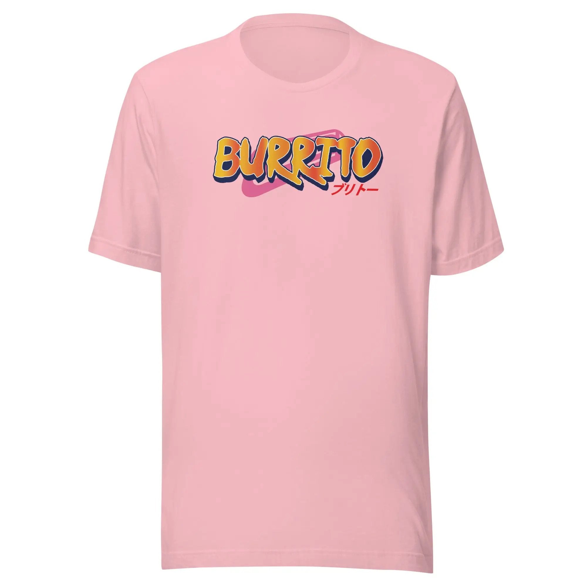 a pink t - shirt with the word burrito printed on it