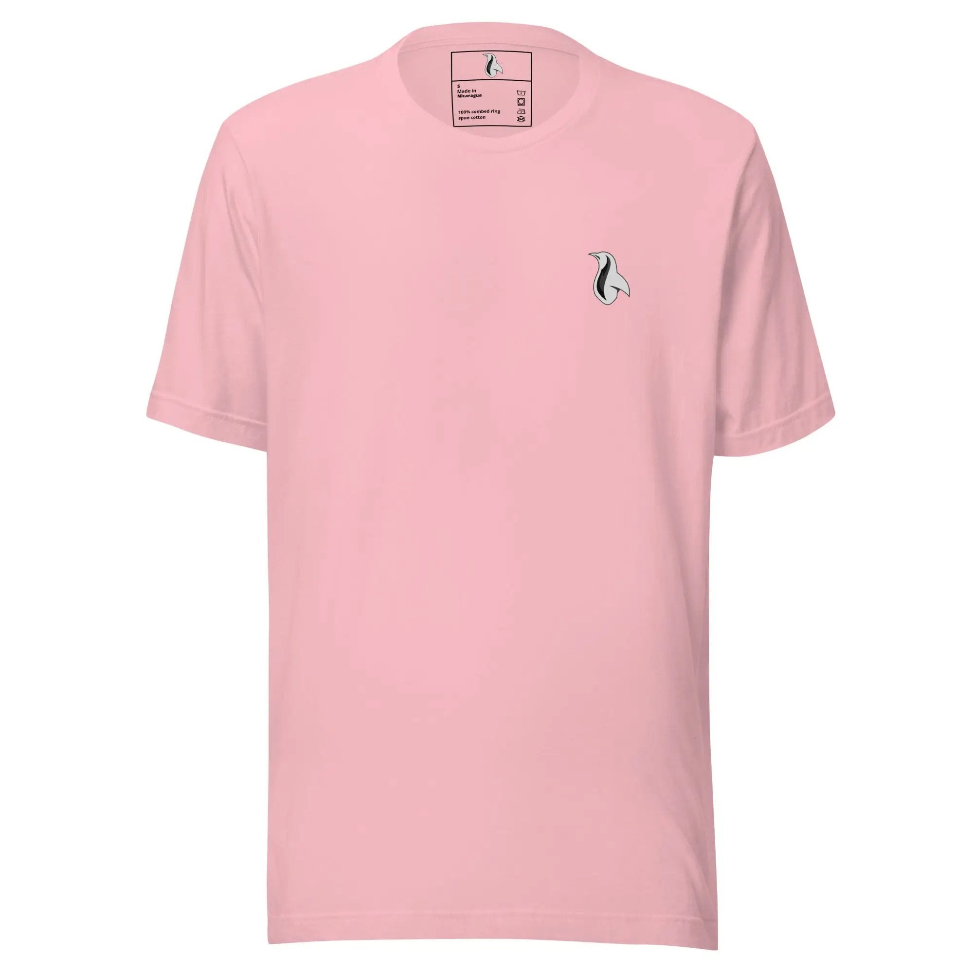 a pink t - shirt with a small bird on it