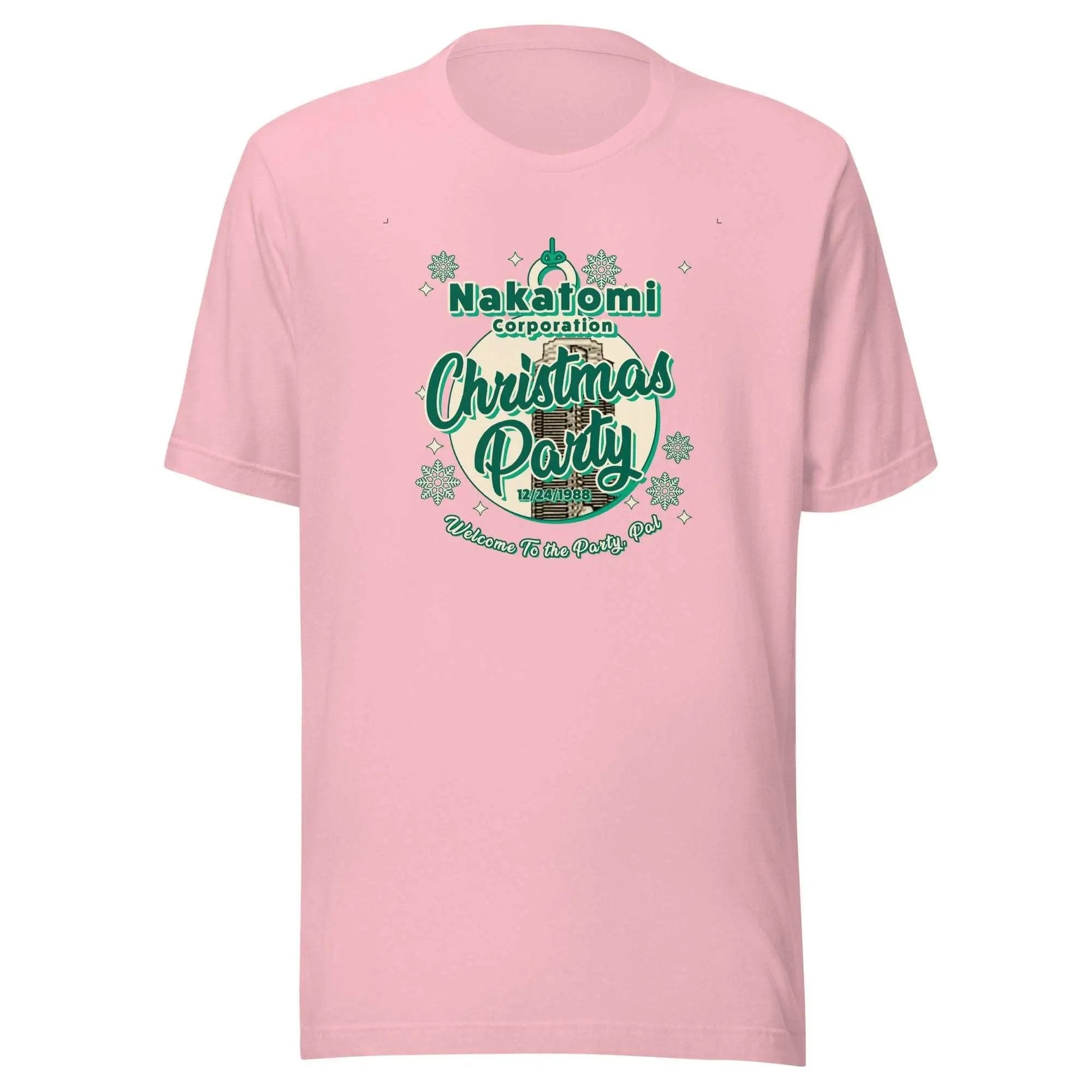 a pink t - shirt with the words christmas party on it