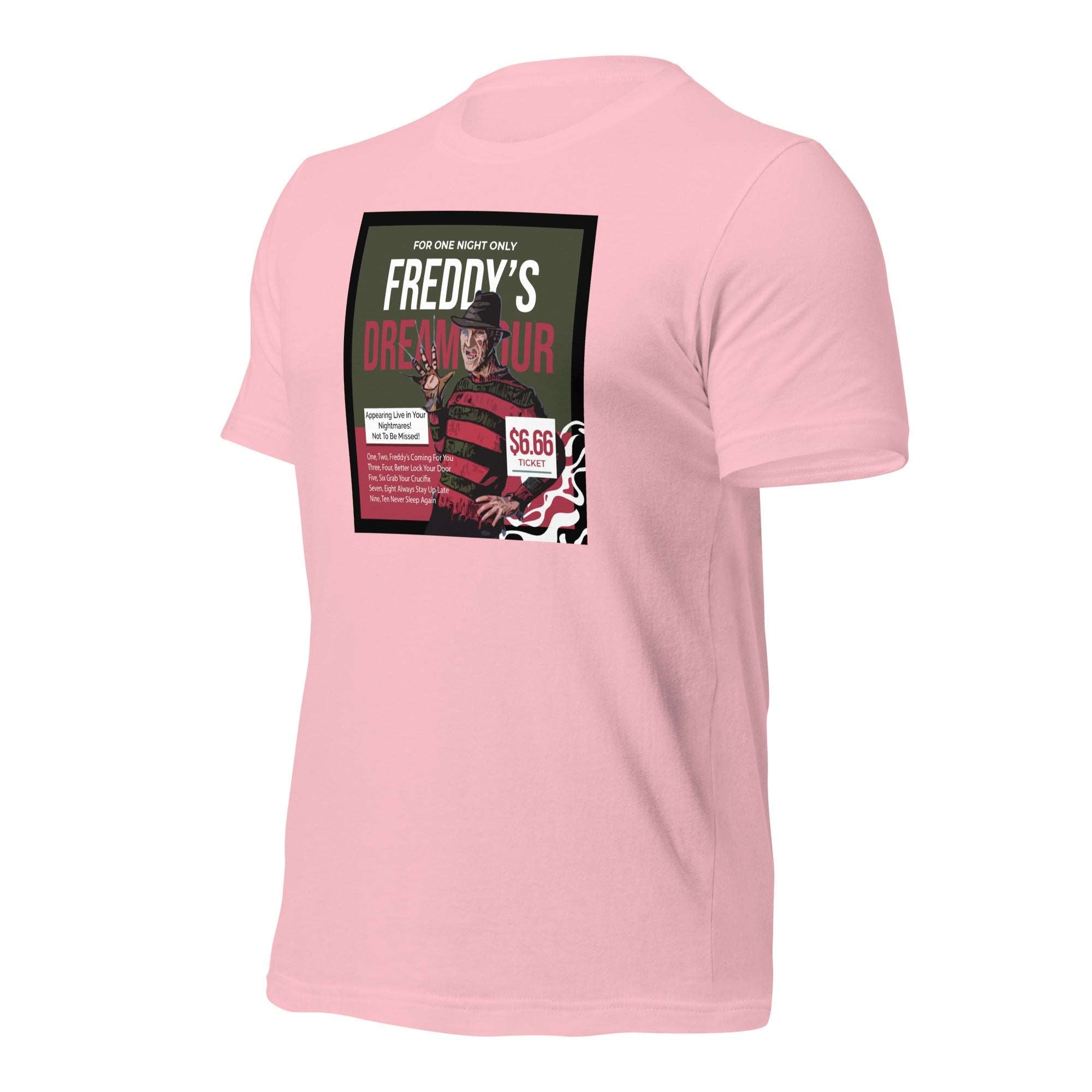 a pink shirt with a picture of a man on it
