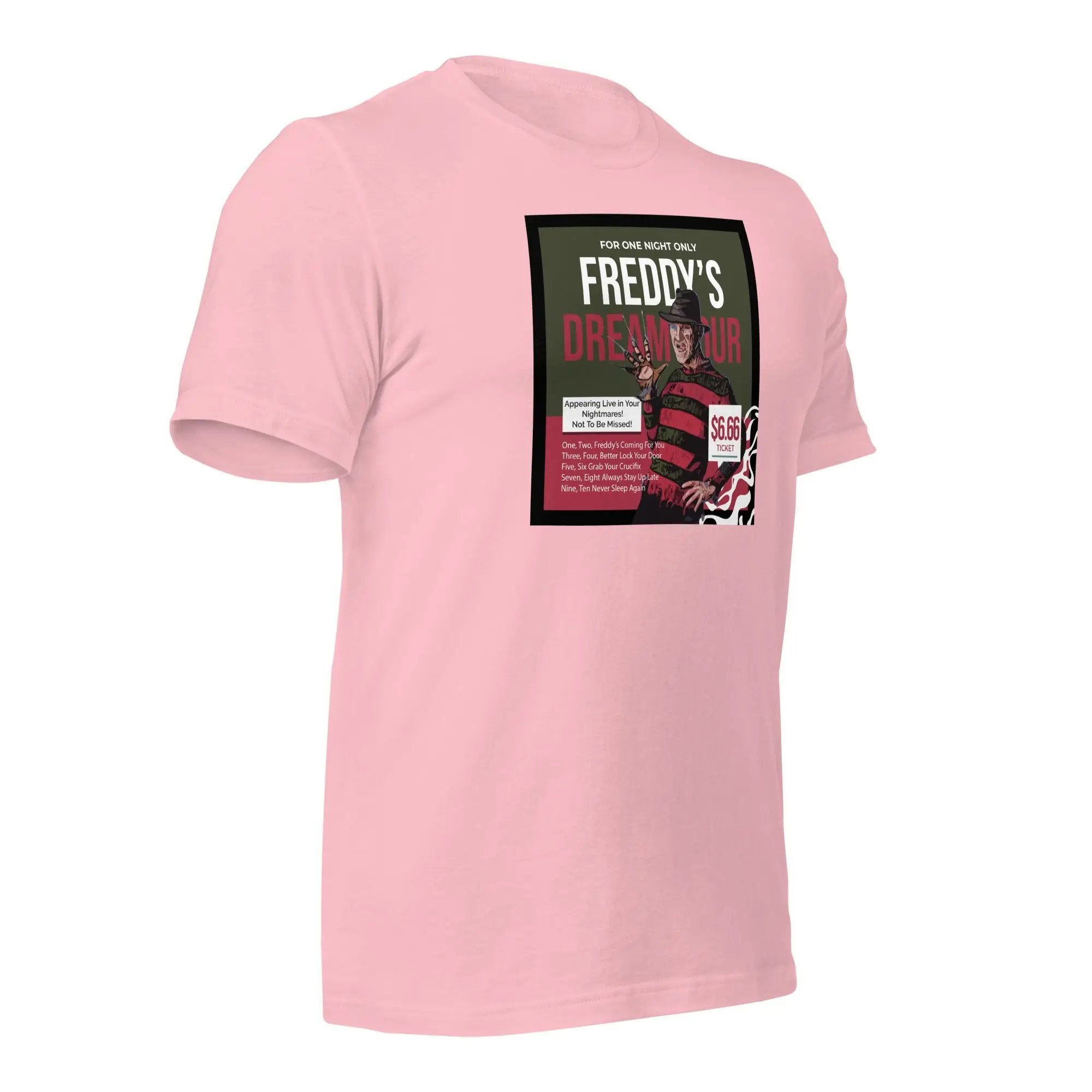 a pink t - shirt with a picture of a person on it