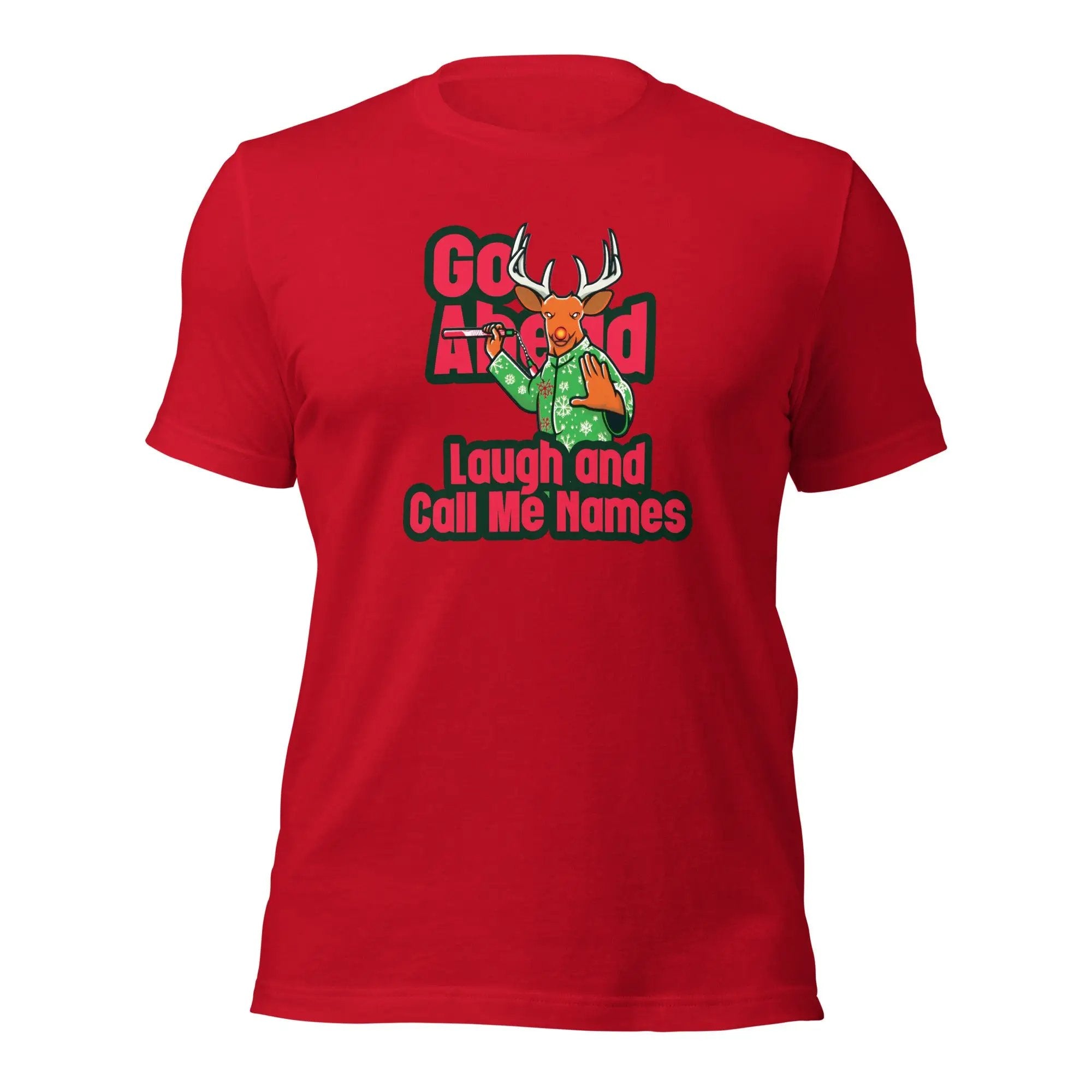 a red t - shirt with a deer on it