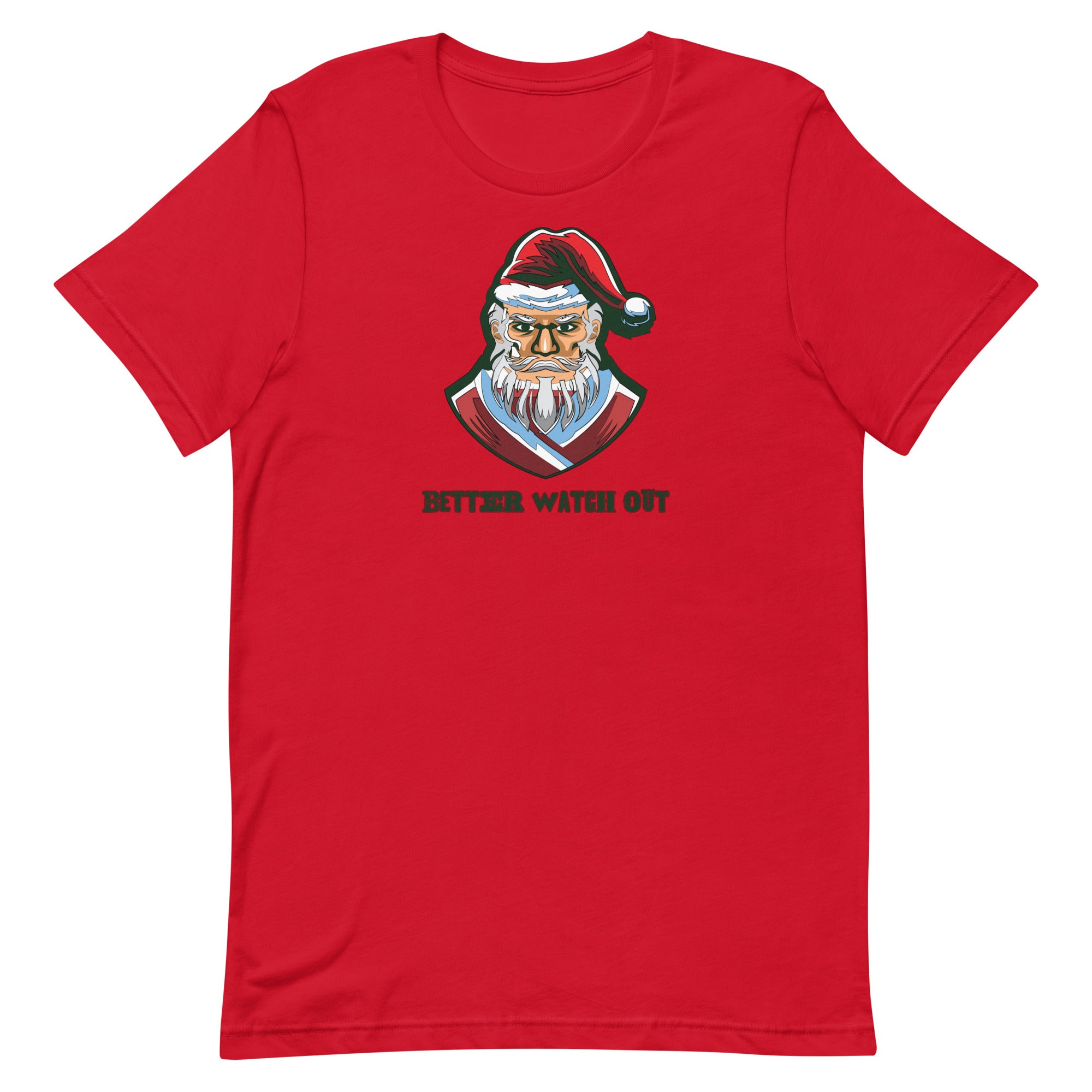 a red t - shirt with a santa clause on it
