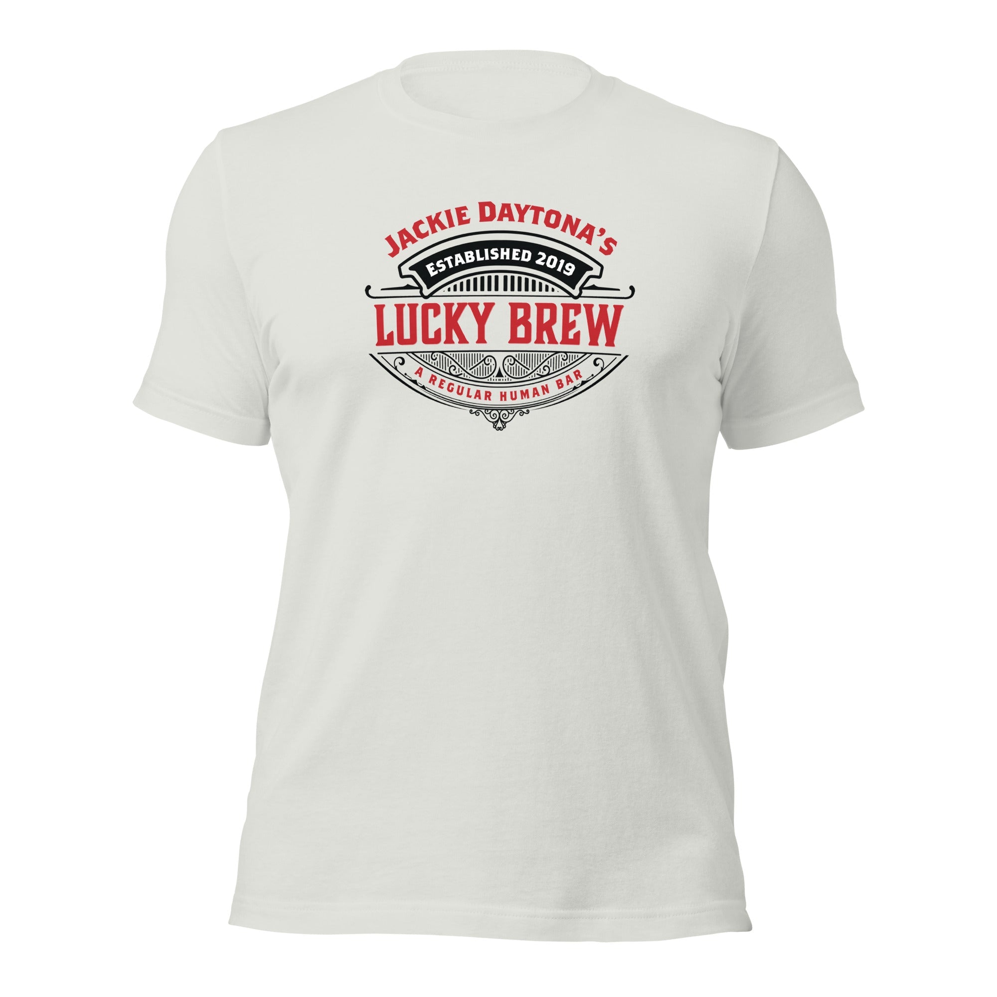 a white t - shirt with the words lucky brew on it