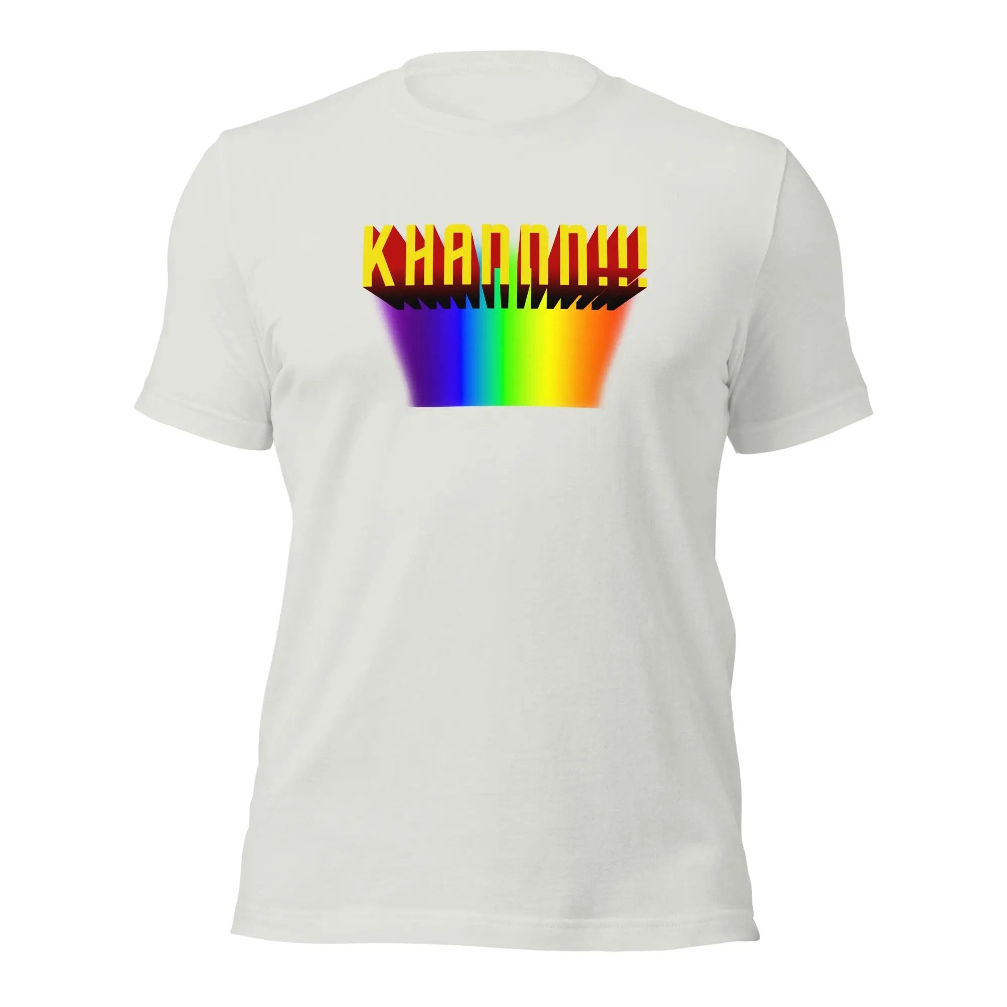 a white t - shirt with a rainbow design on it