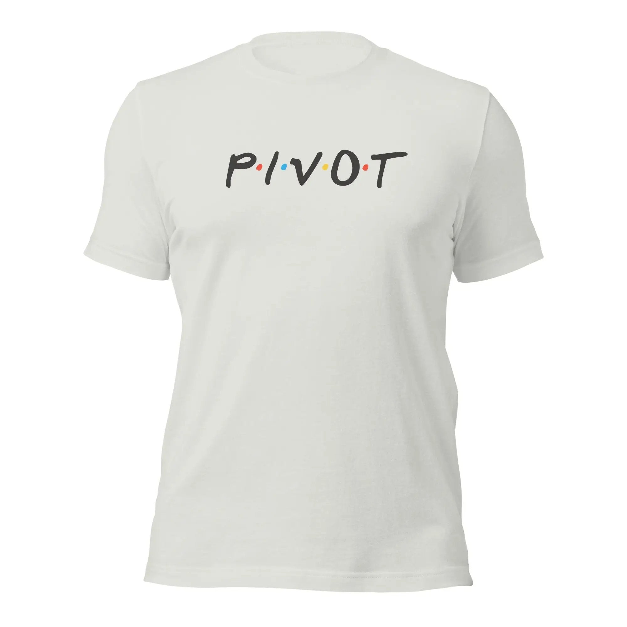 a white t - shirt with the word pivot printed on it