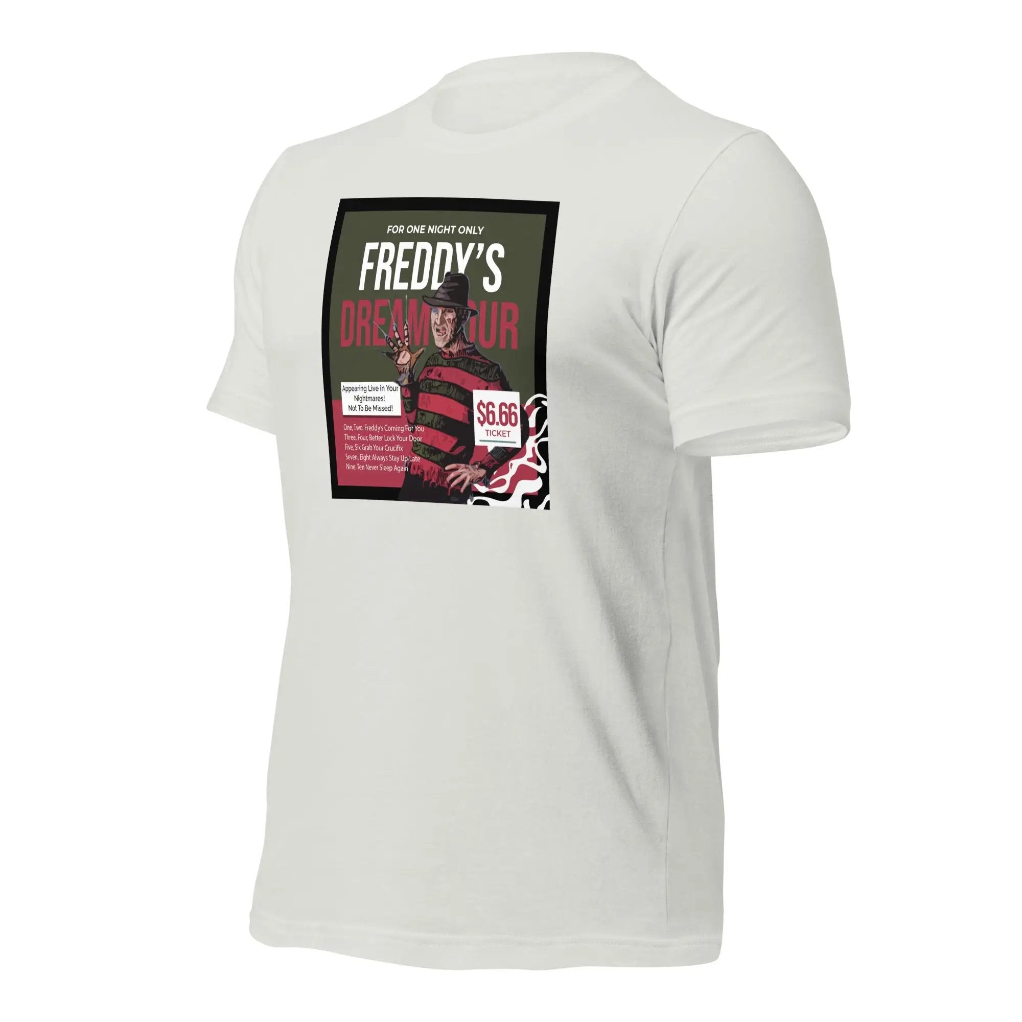 a white t - shirt with a picture of a man on it