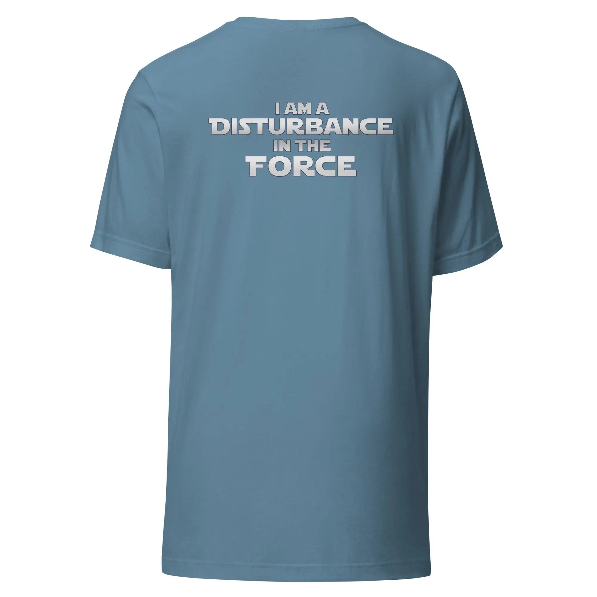 a blue t - shirt that says i am a distance force