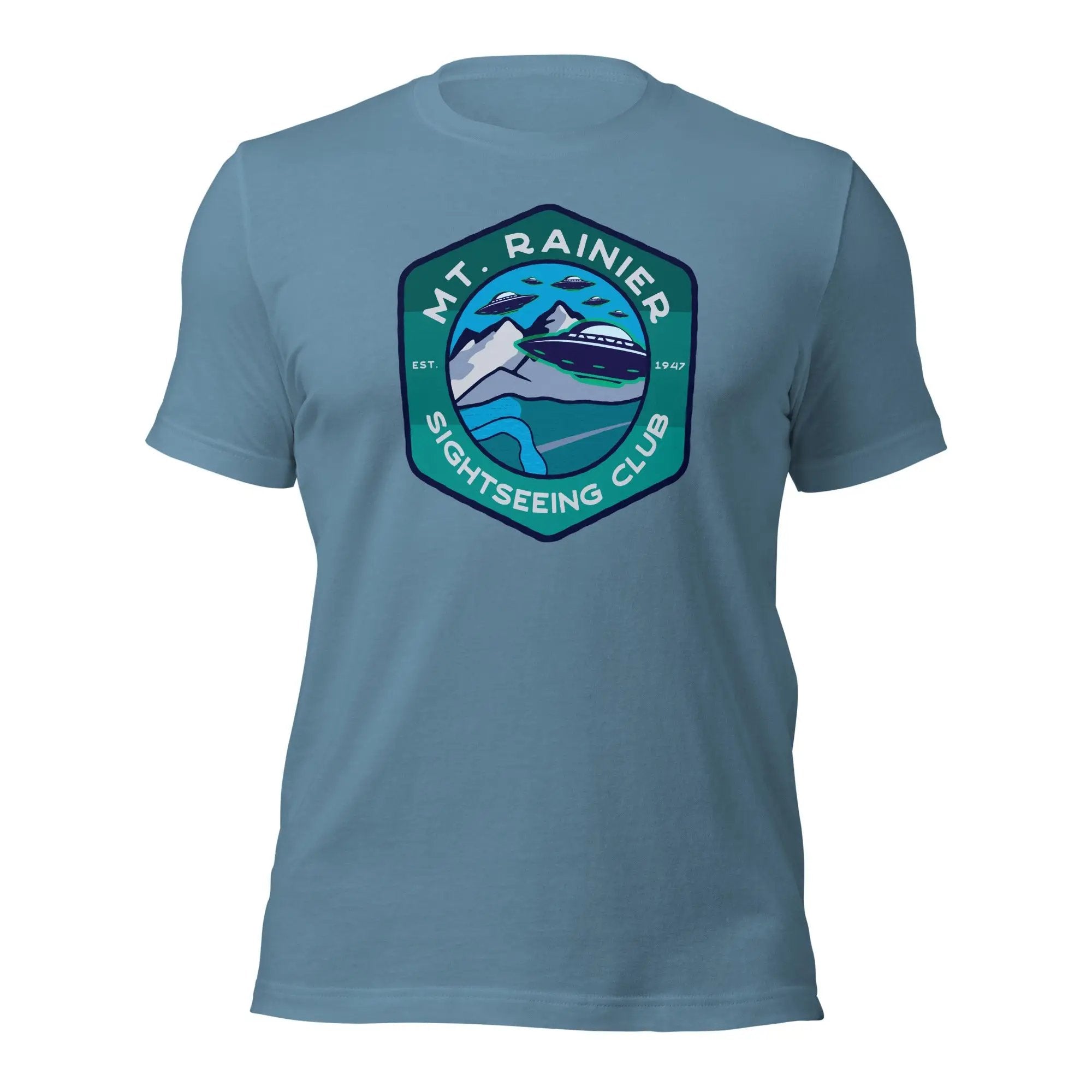 a blue t - shirt with a picture of a boat on it