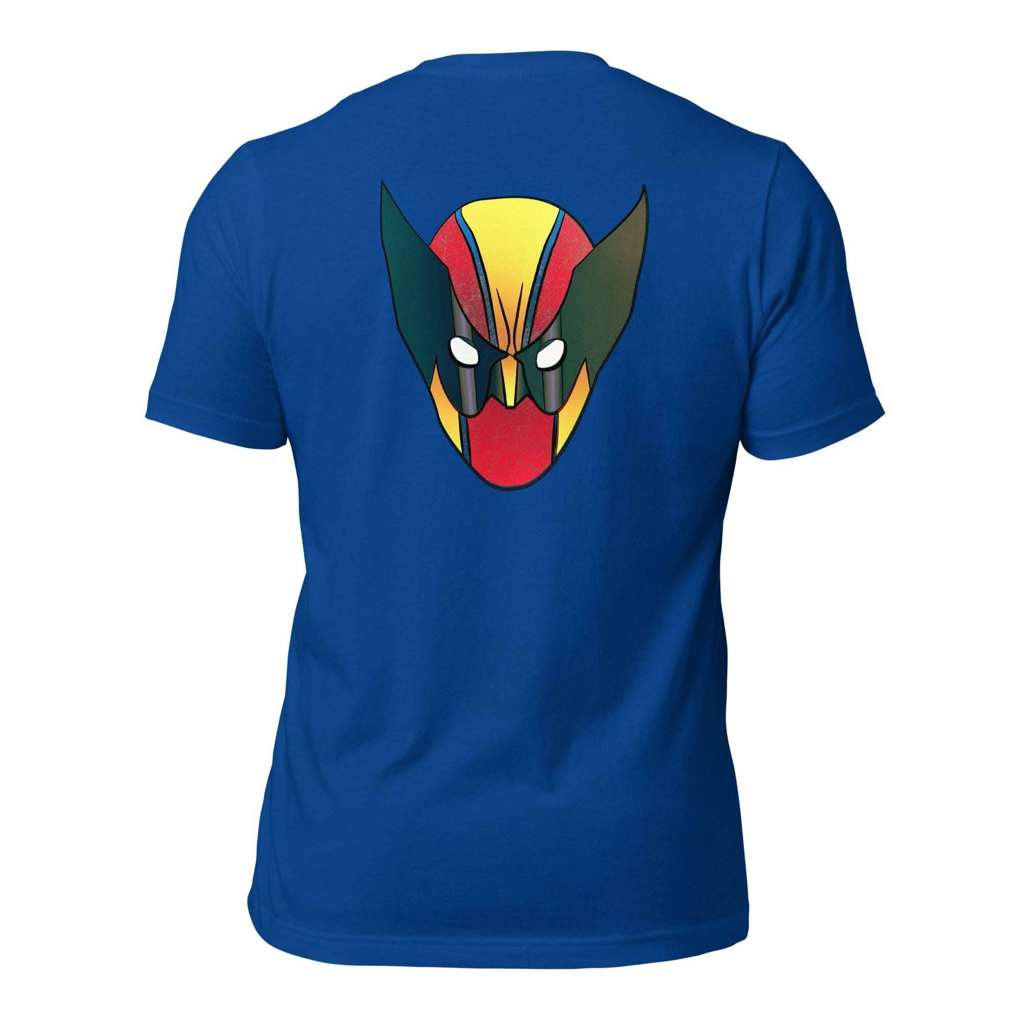 a blue t - shirt with an image of a demon's head