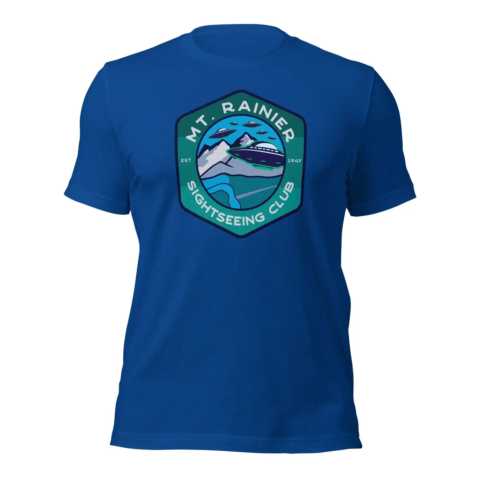 a blue t - shirt with a picture of a boat on it