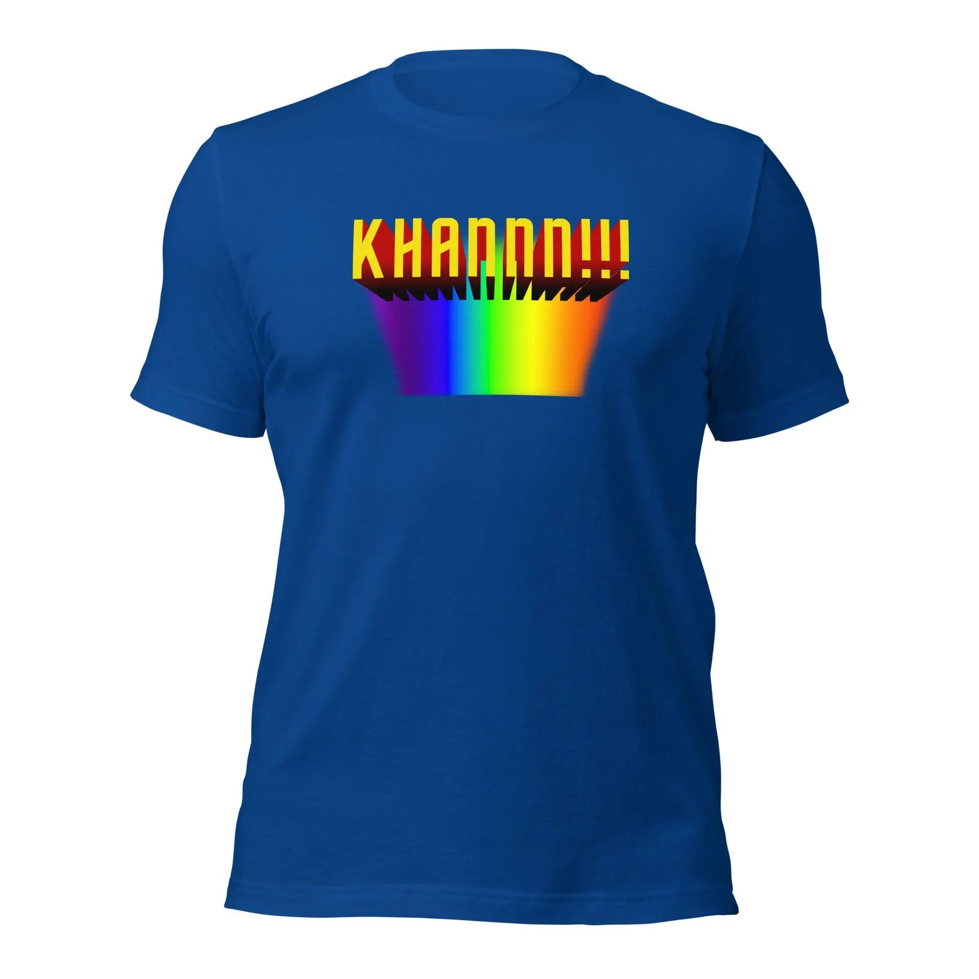 a blue t - shirt with a rainbow cupcake on it