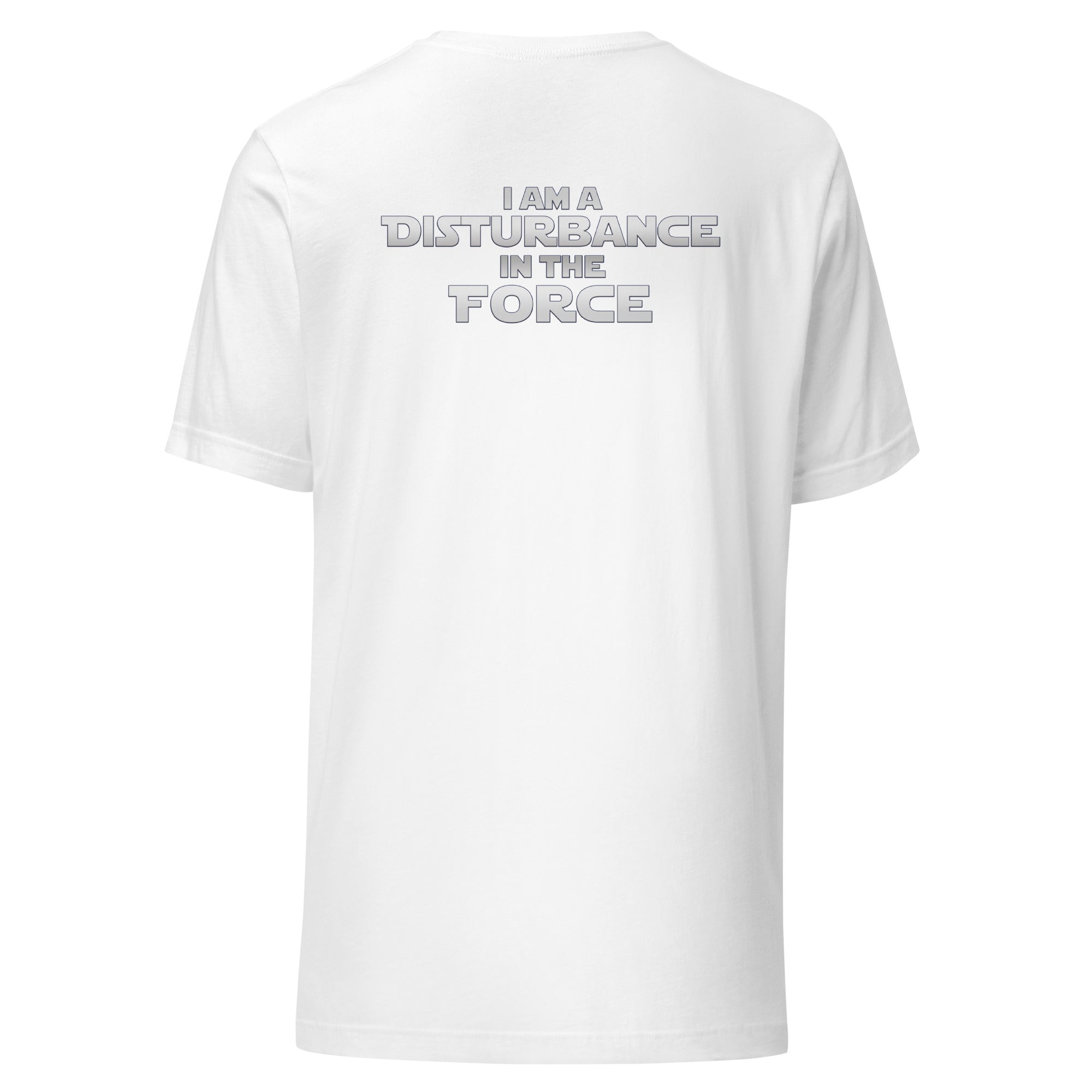 a white t - shirt that says i am a distance force