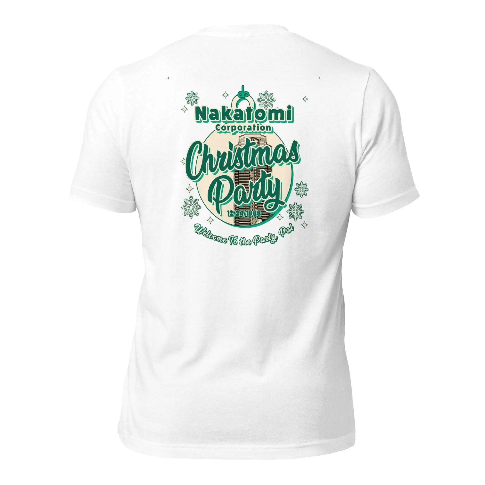 a white t - shirt with the words christmas party on it