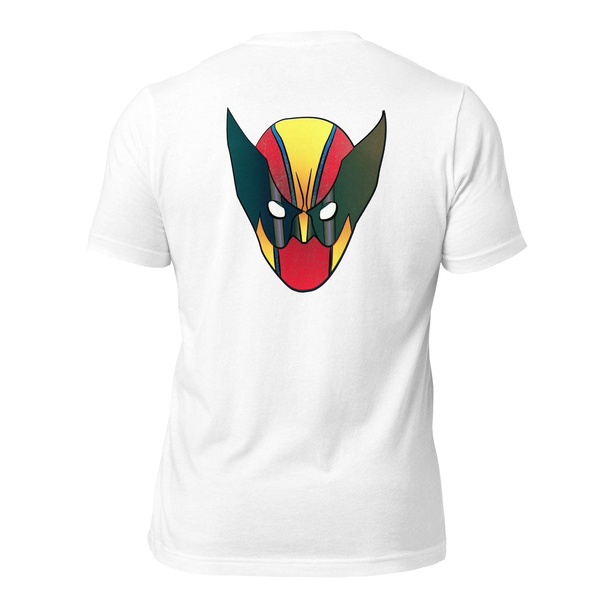 a white t - shirt with an image of a demon head