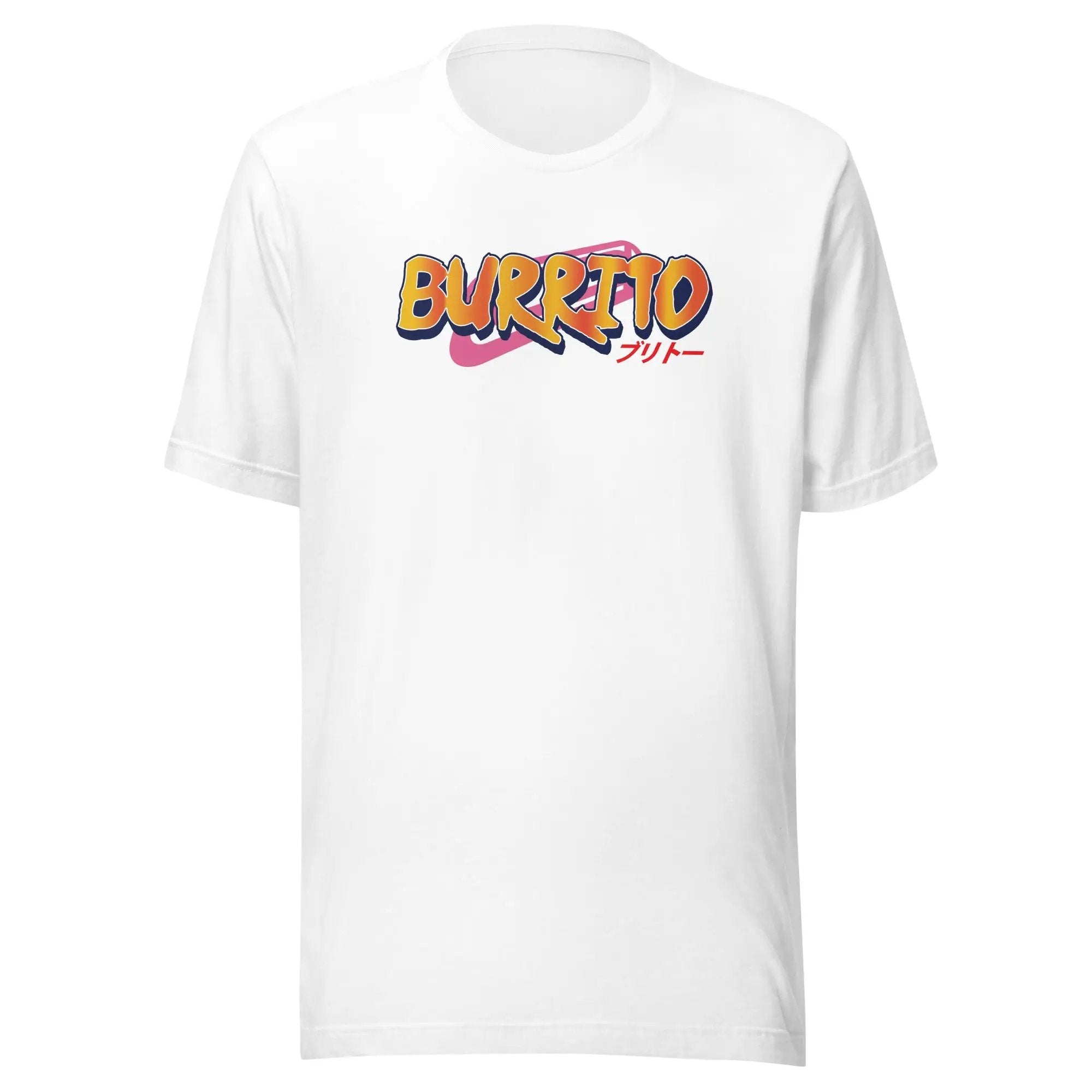 a white t - shirt with the word burrito printed on it