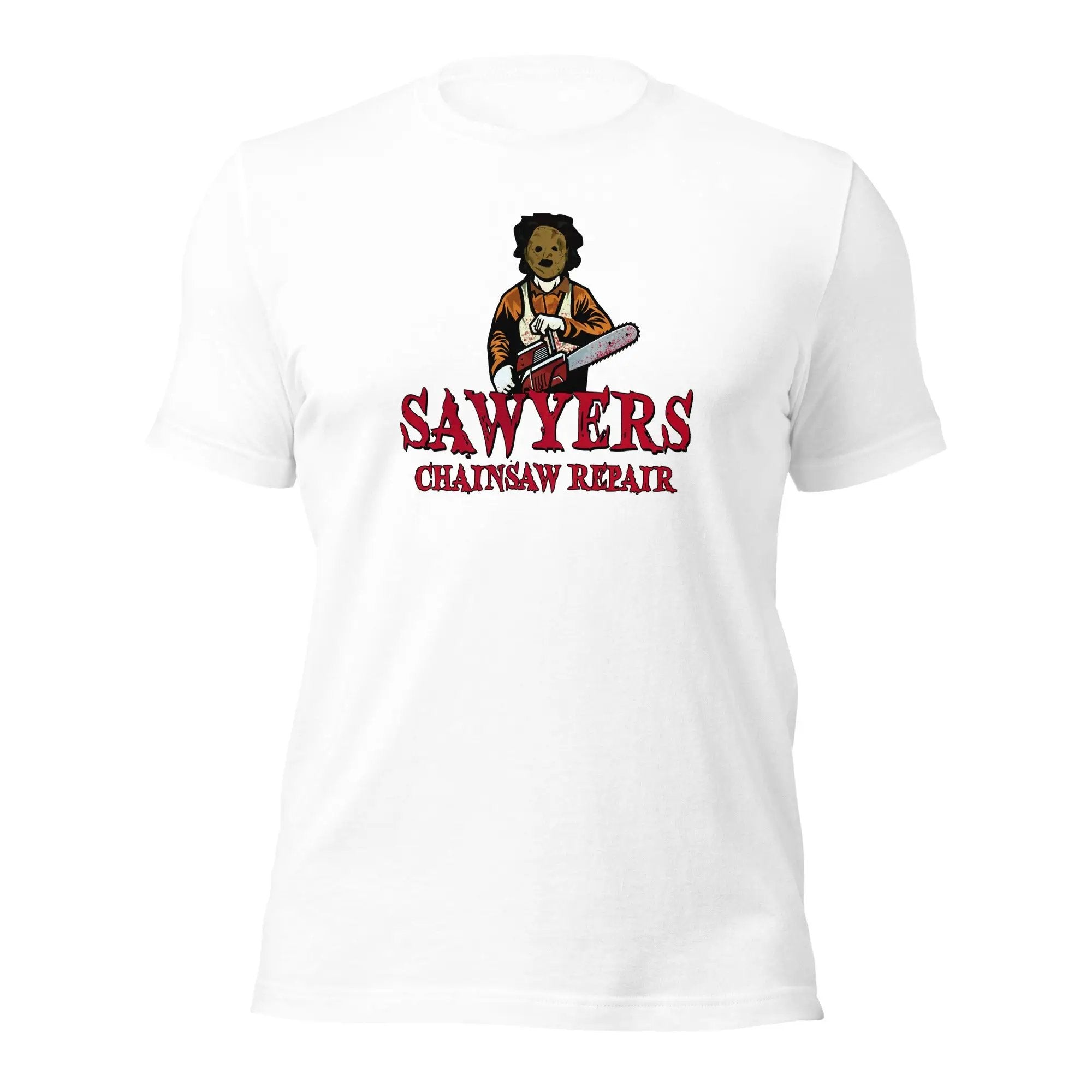 a white t - shirt with a picture of a man holding a frisbee