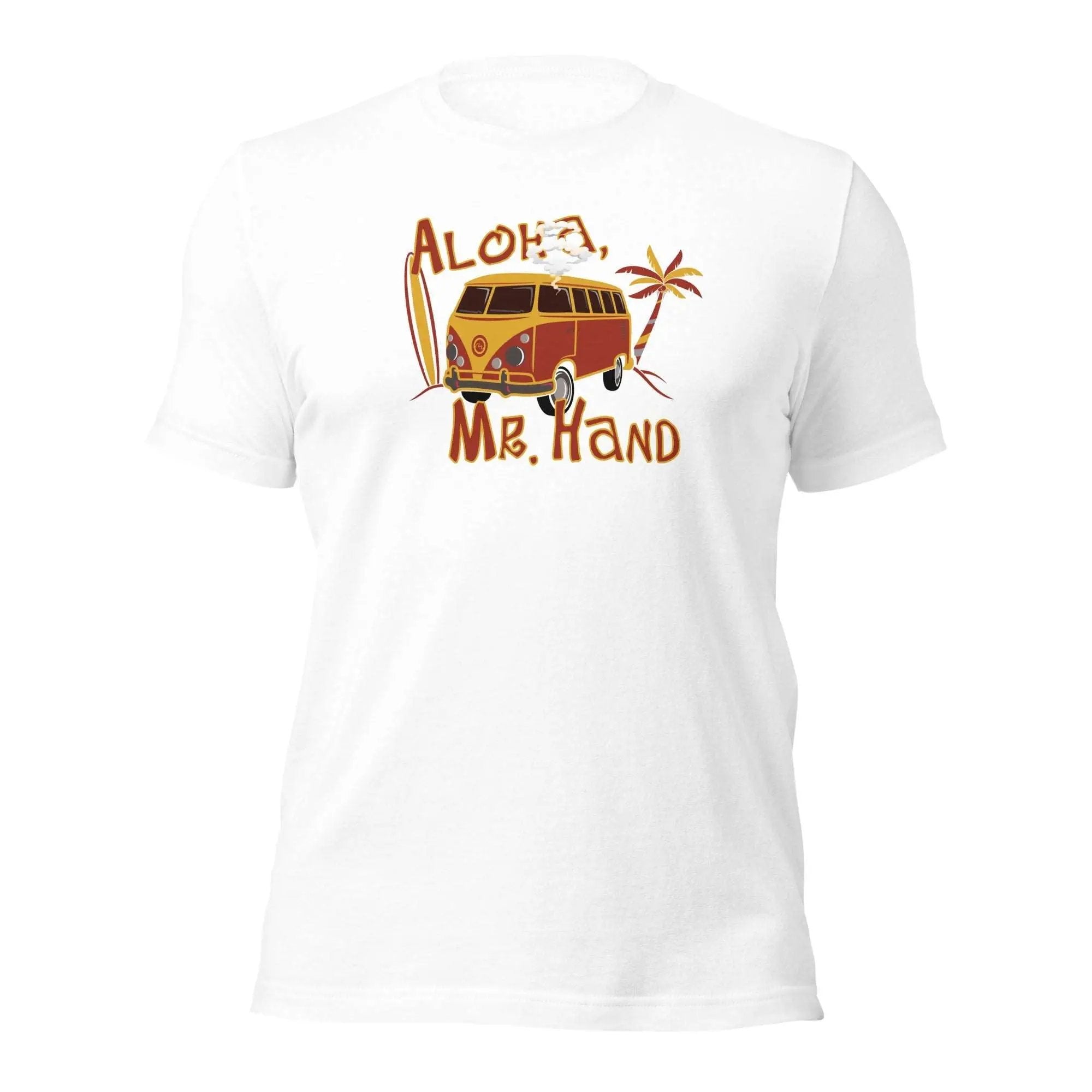 a white t - shirt with a van and palm trees