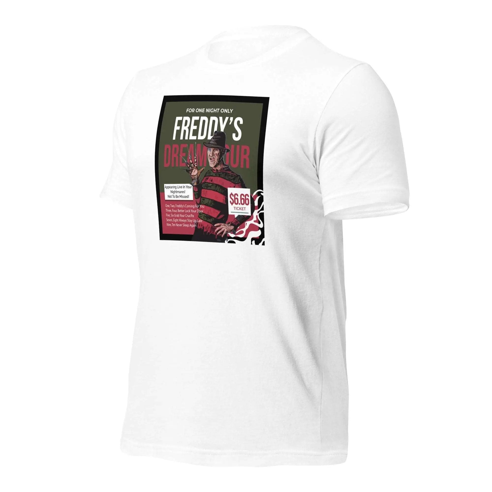 a white t - shirt with a picture of a man on it
