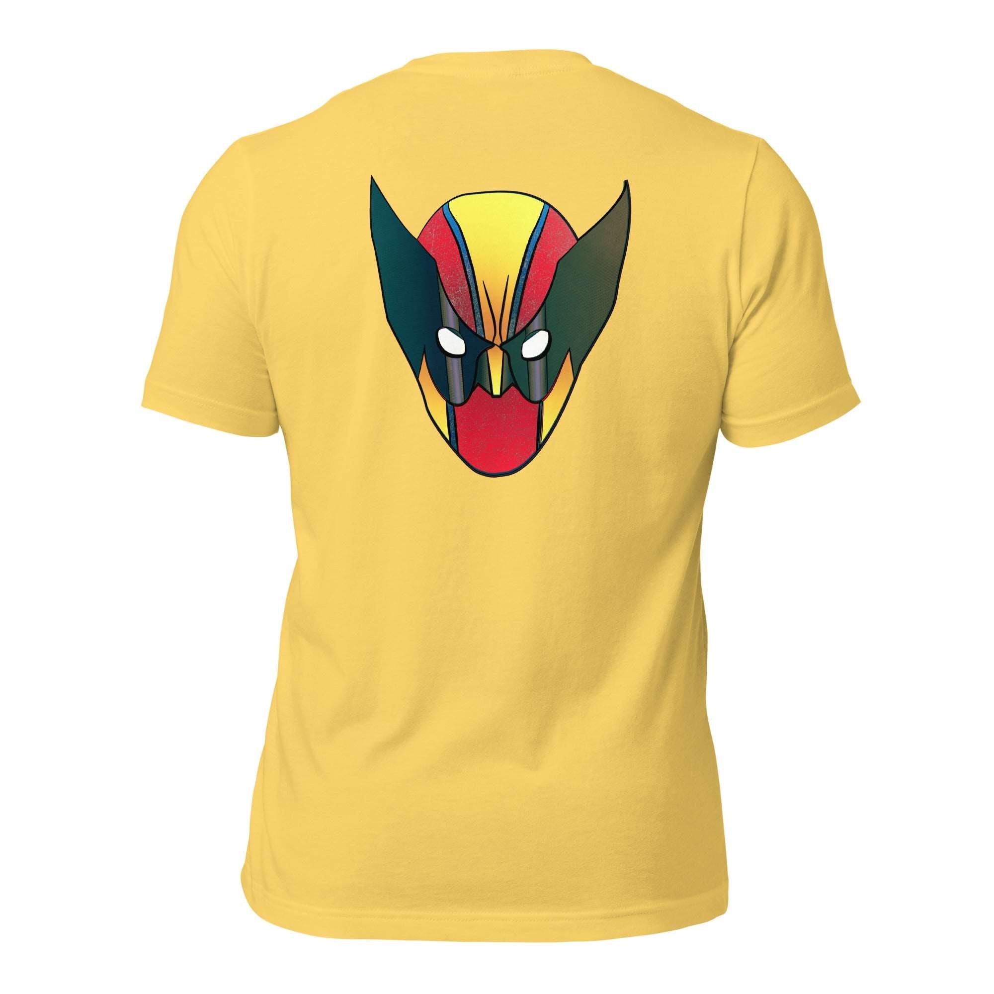 a yellow t - shirt with an image of a demon's head