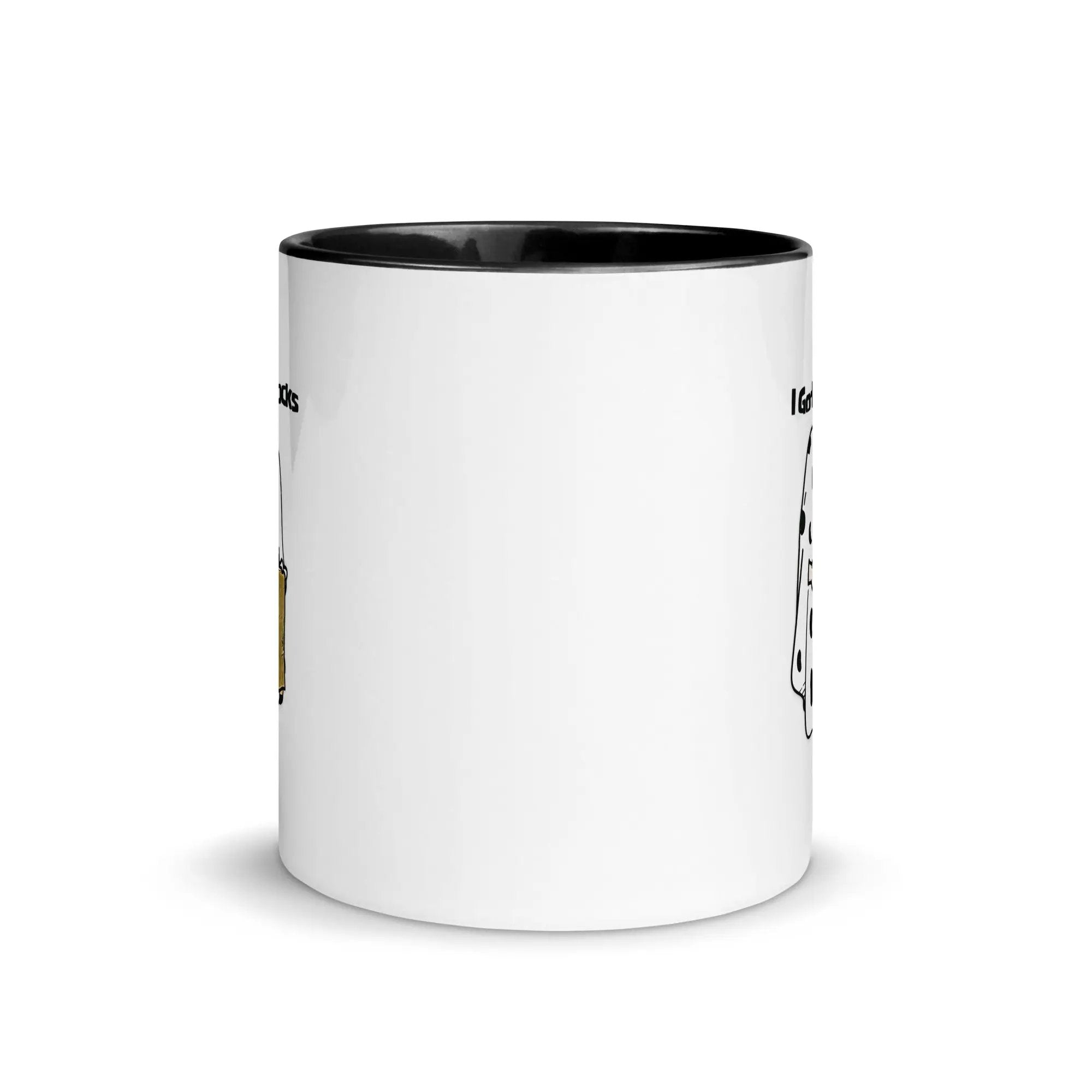 a white and black coffee mug with a black bottom