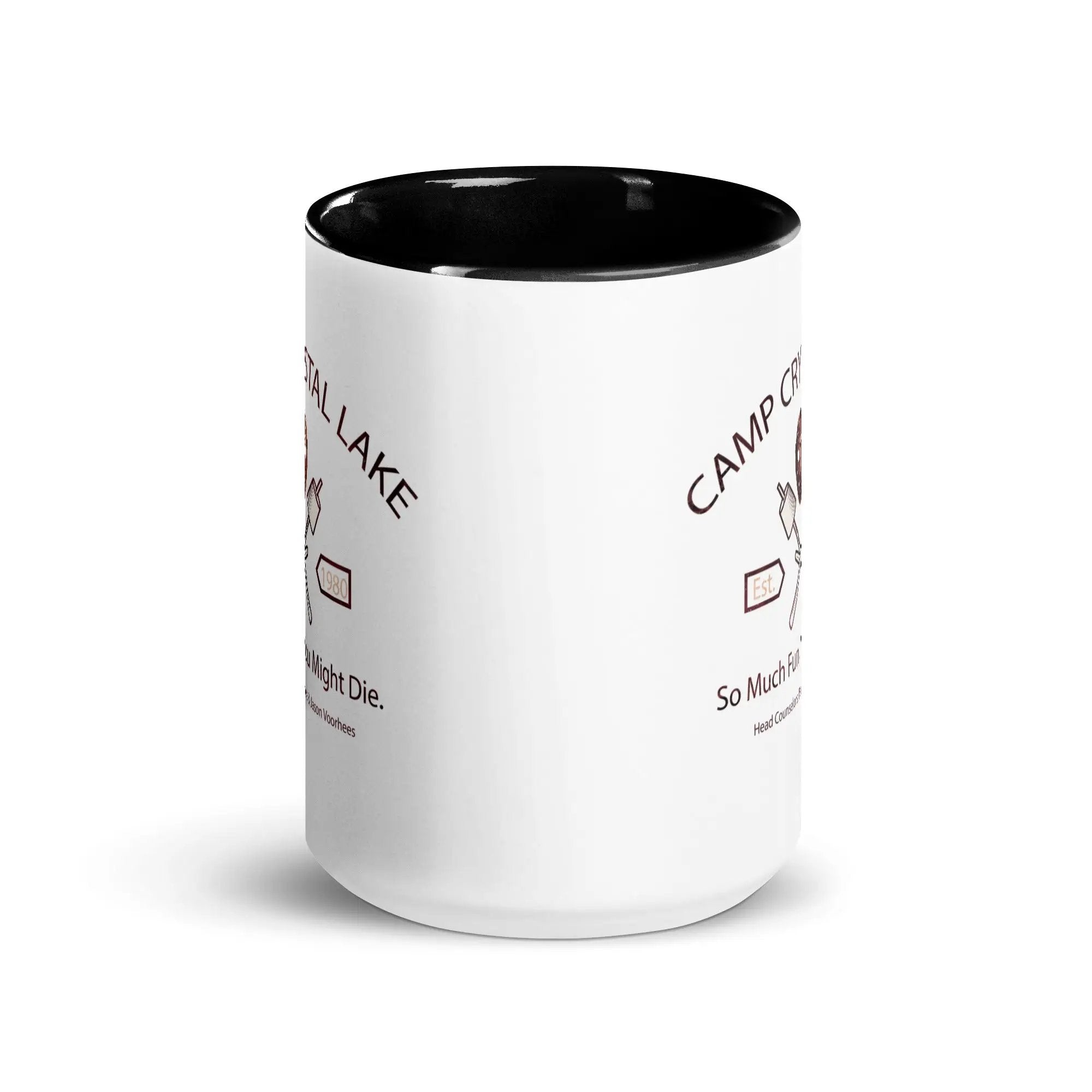 a black and white coffee mug on a white background
