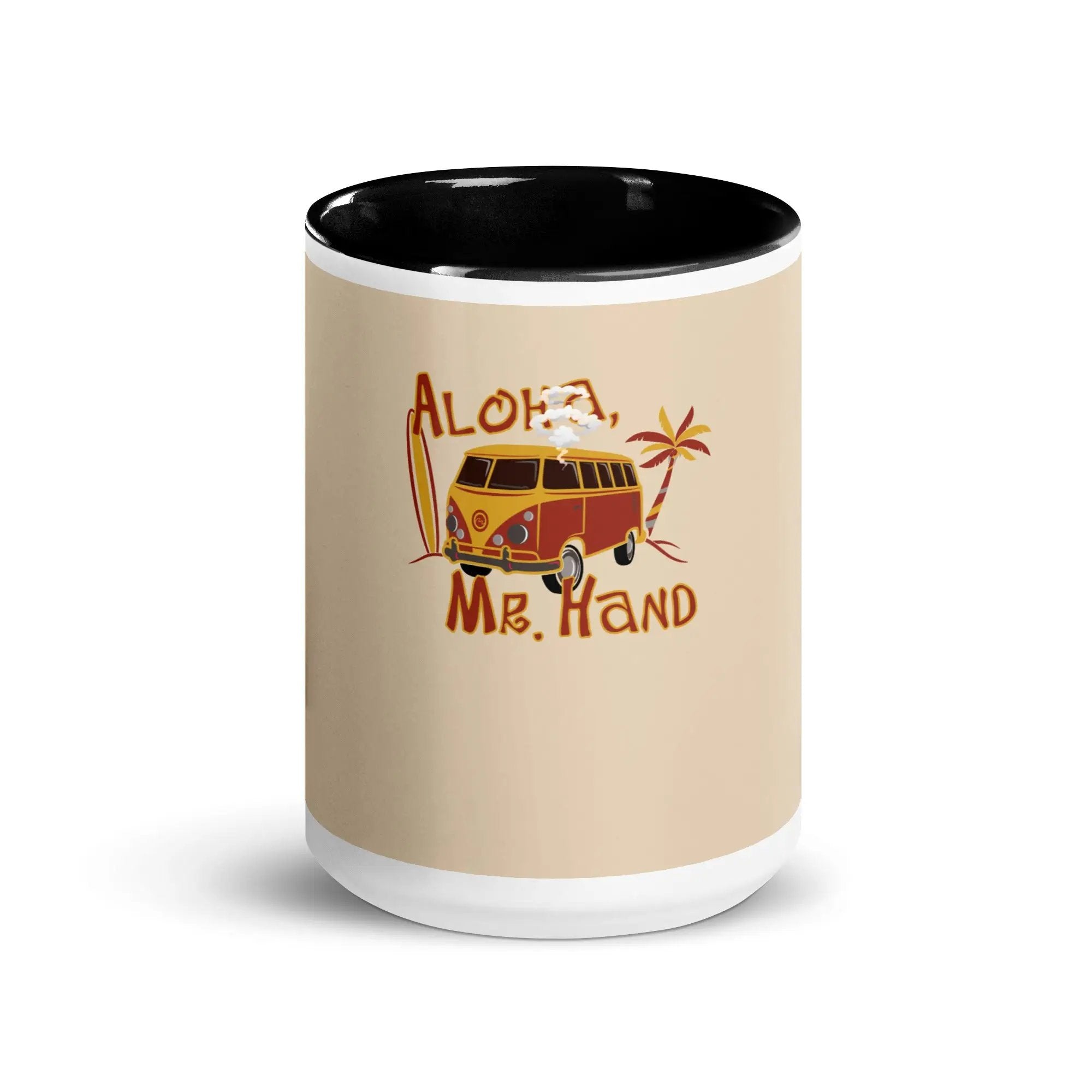 a coffee mug with the words aloh ma hand on it
