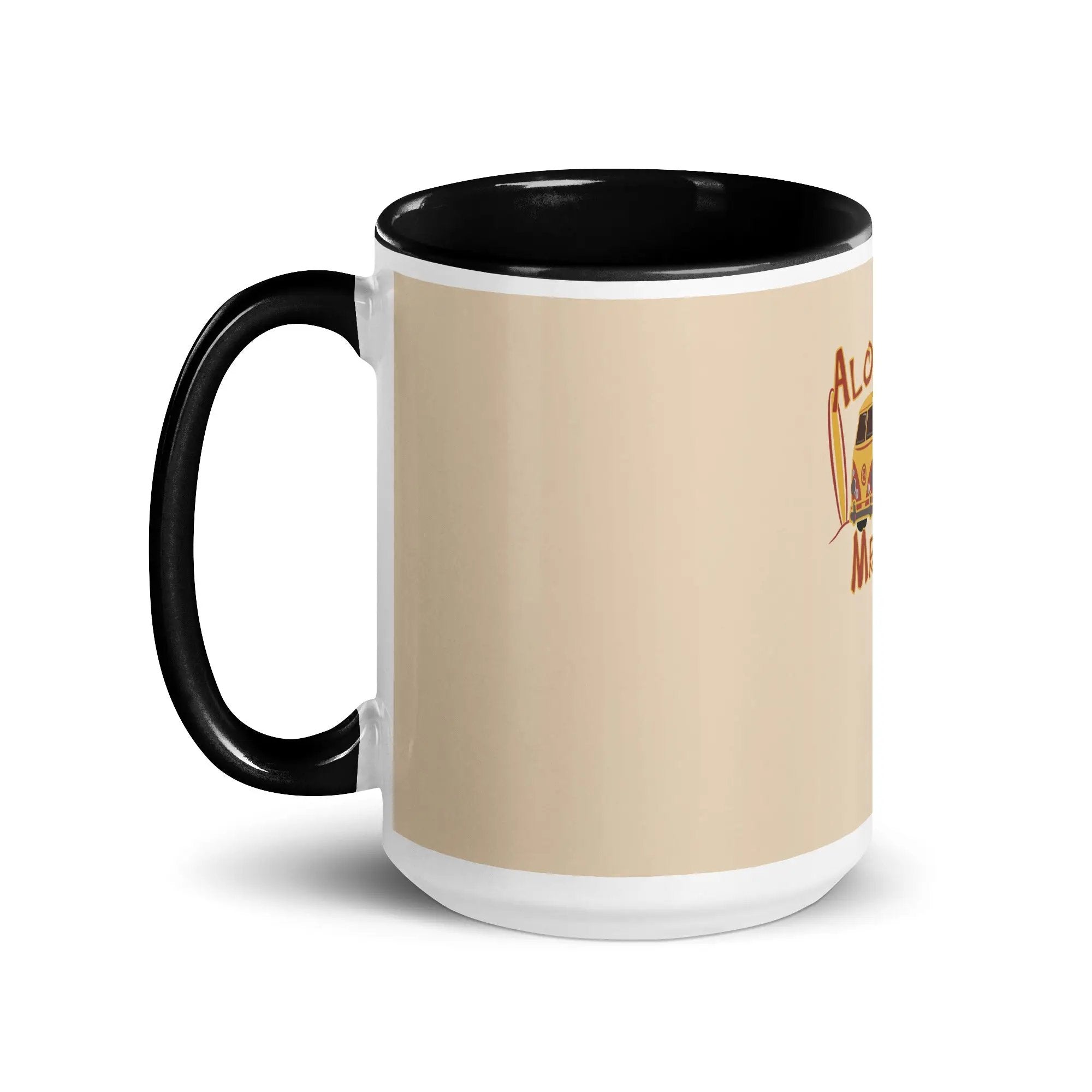 a black and white coffee mug with a picture of a man on it