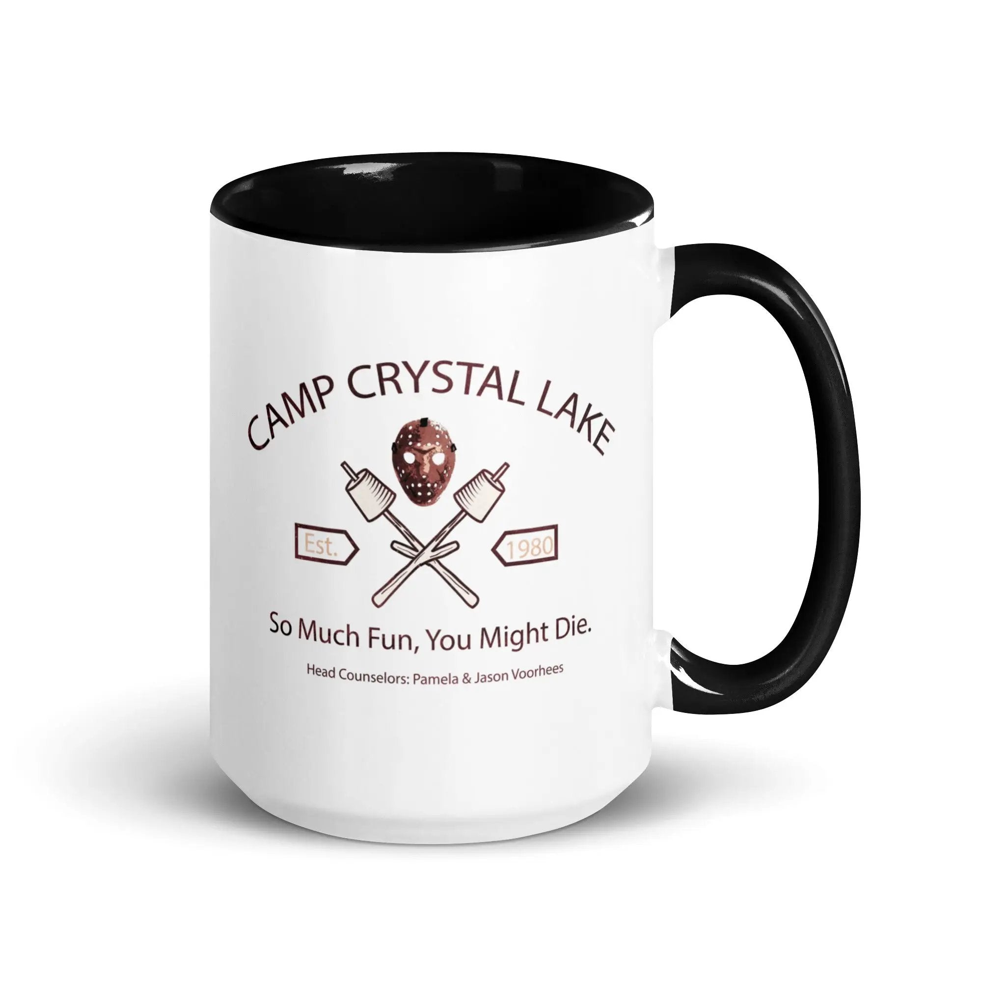 a black and white coffee mug with a picture of a man's face and