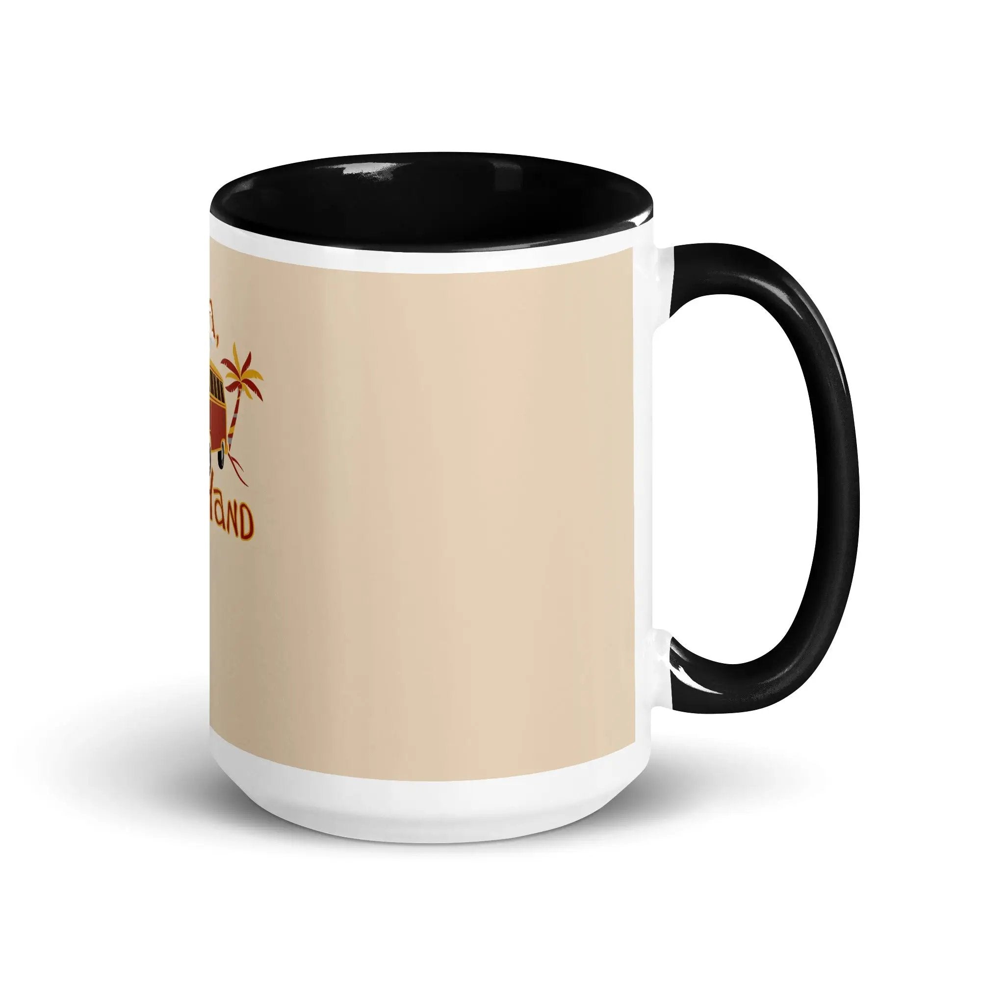 a black and white coffee mug with a picture of a bird on it