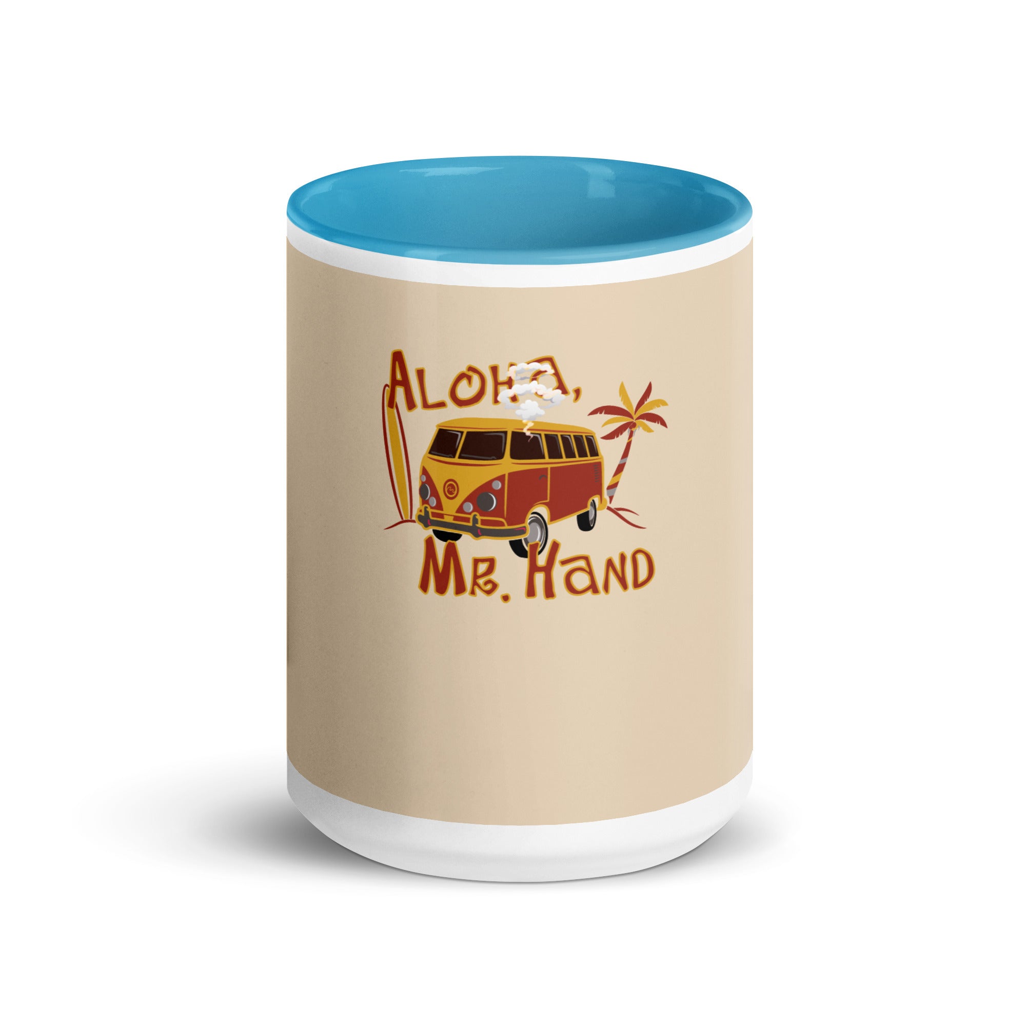 a coffee mug with the words aloh ma hand on it