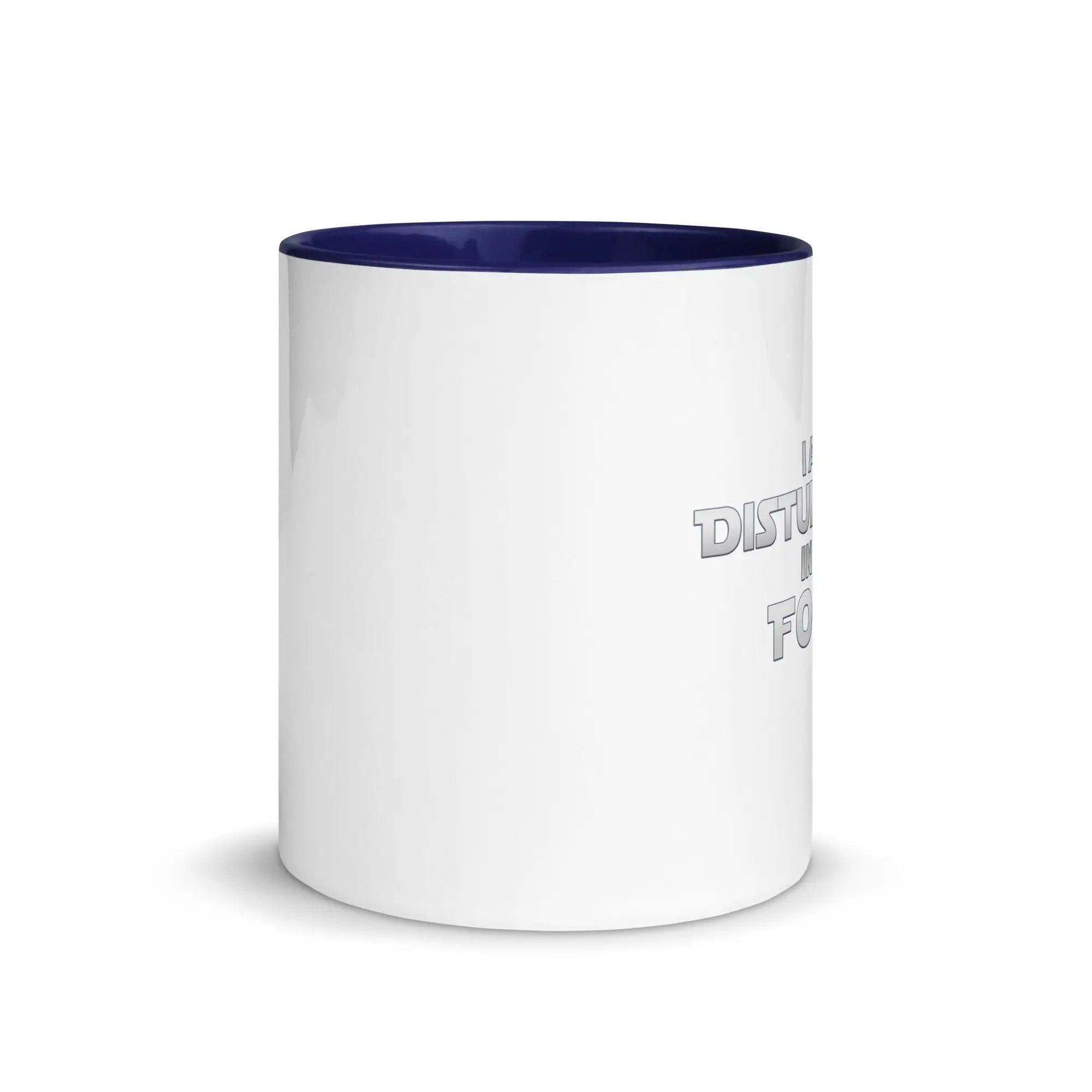 a white and blue coffee mug with the words data fit on it