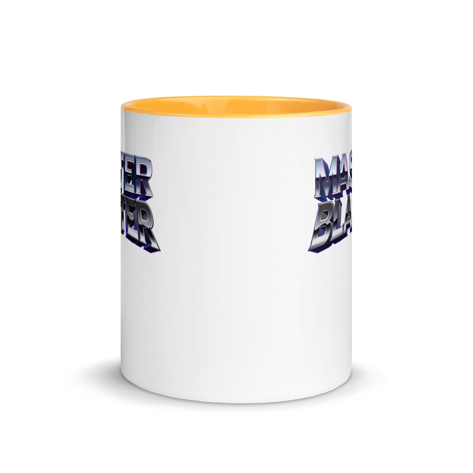 a white and yellow coffee mug with the words made in the usa on it