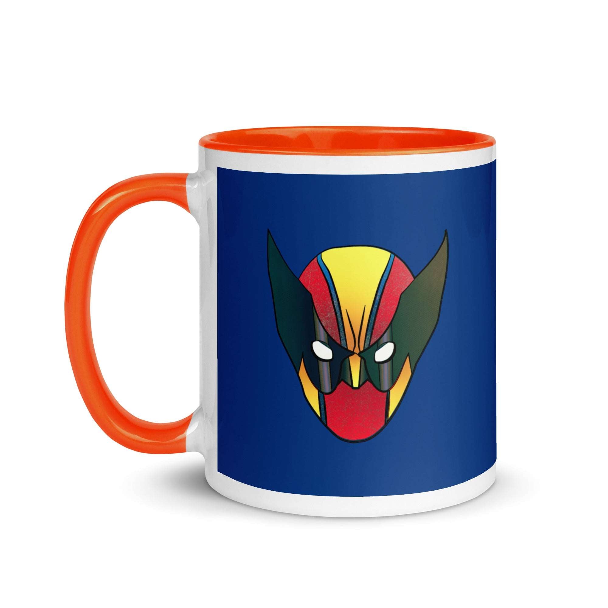 a colorful mug with a devil face on it