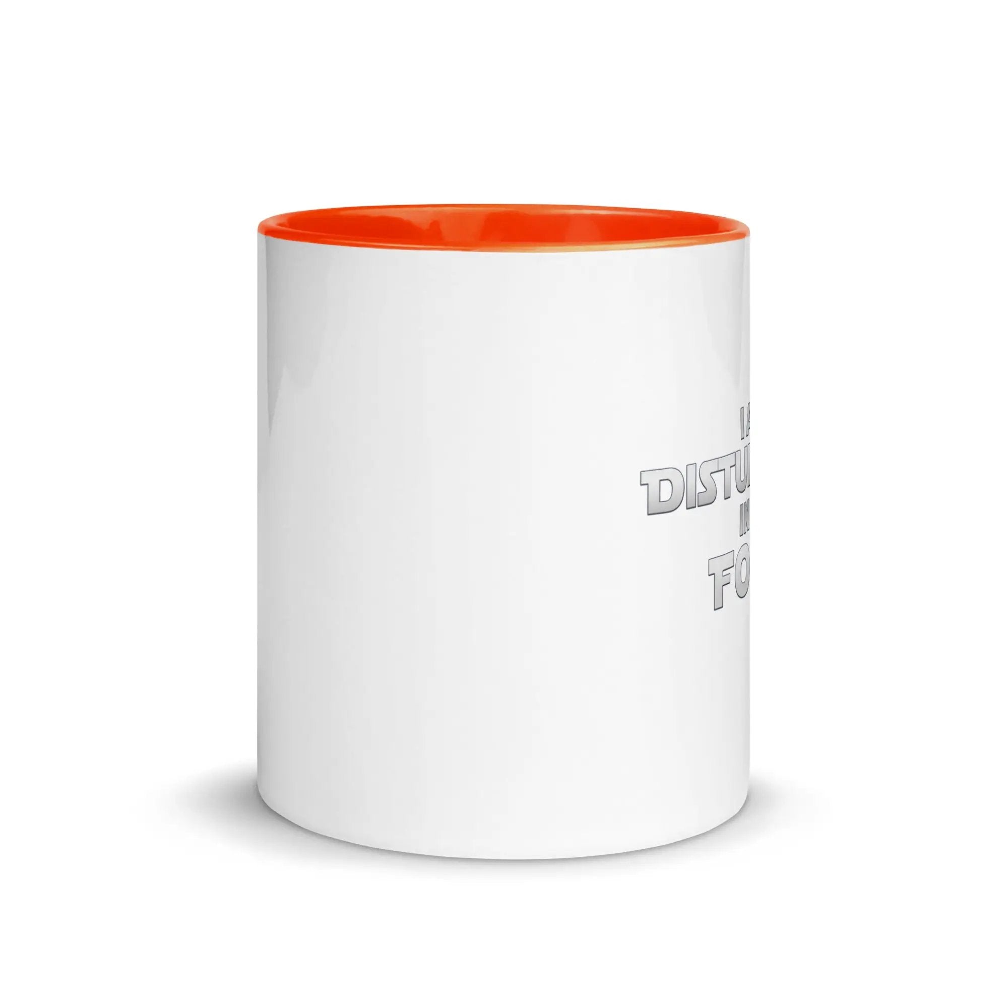 a white and orange coffee mug with the words dad on it