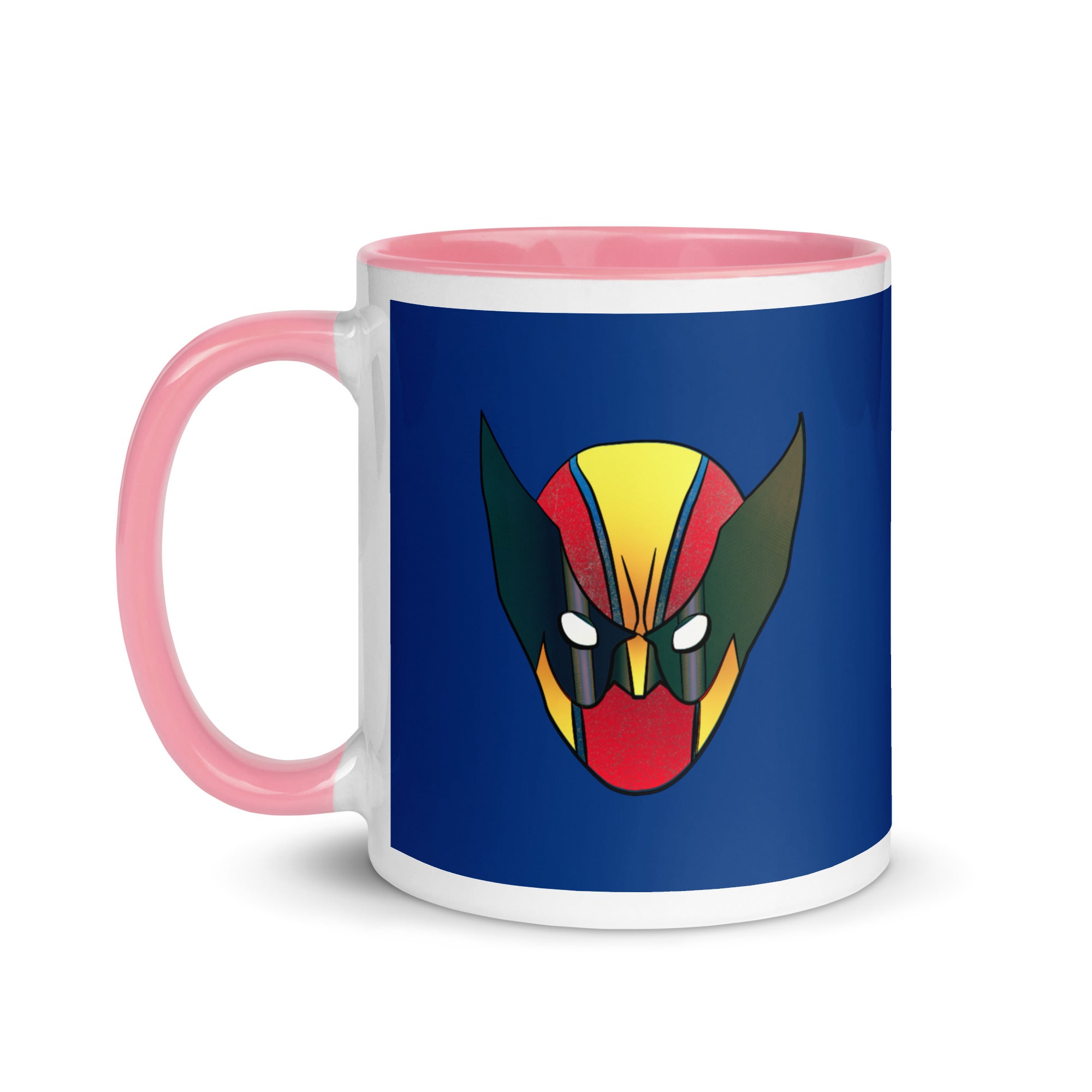 a colorful mug with a devil face on it
