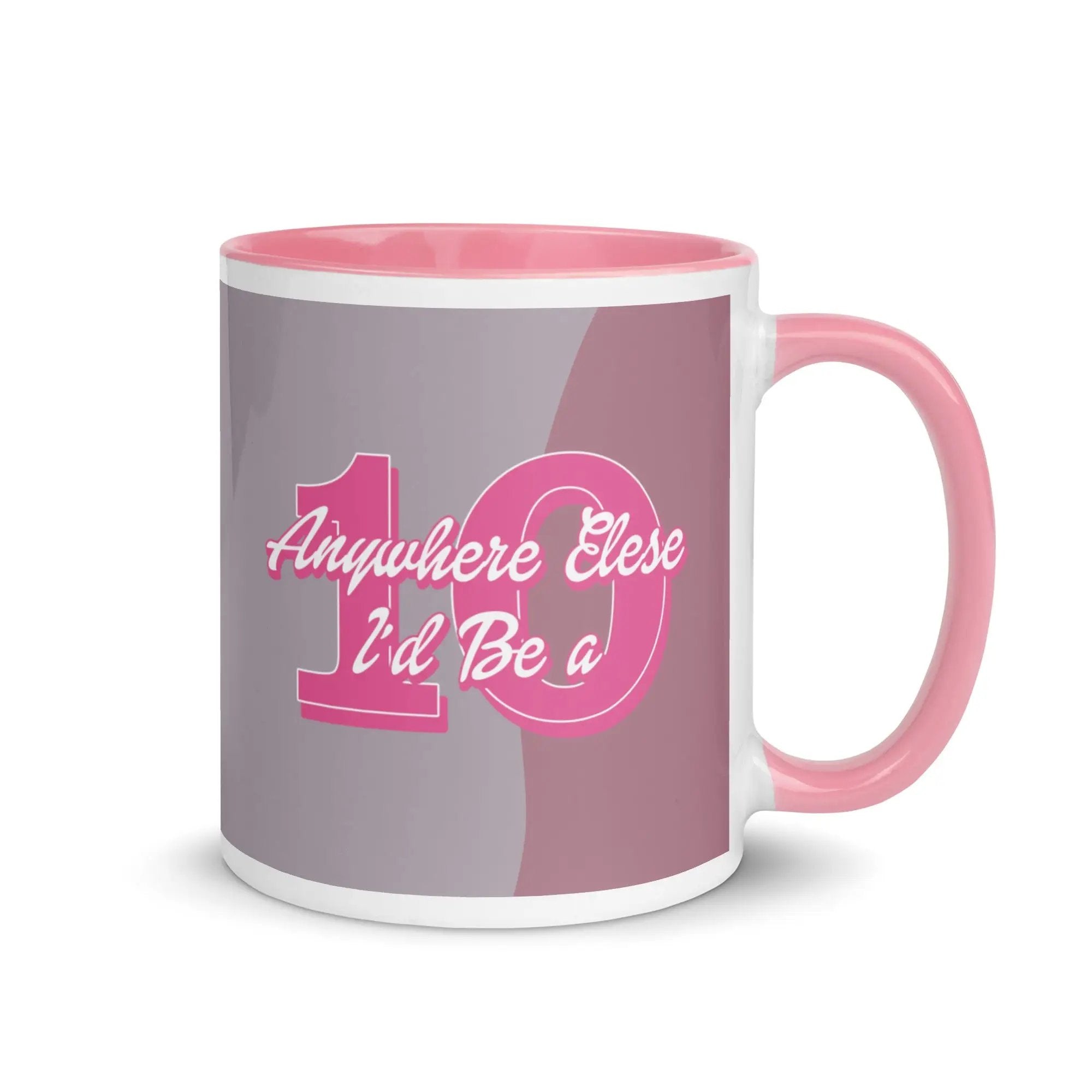 a pink and grey coffee mug with the words,'i'll be a