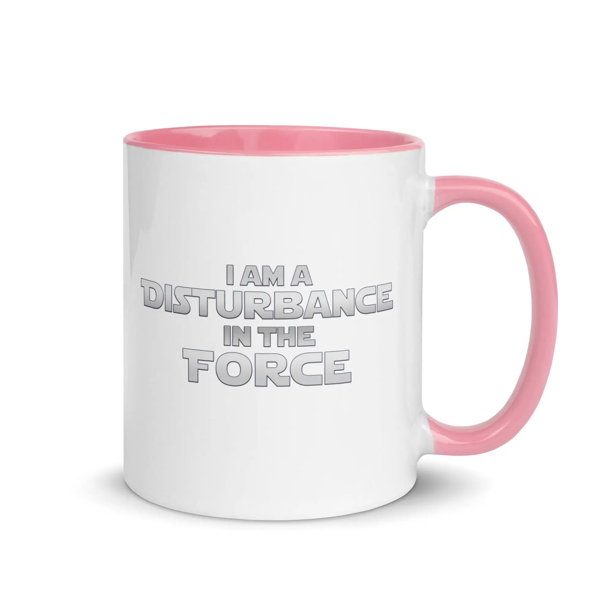 a pink and white coffee mug with the words, i am a distub