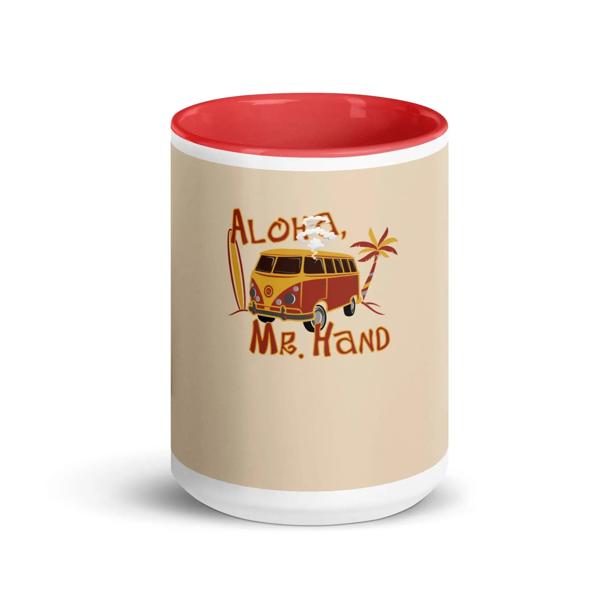 a coffee mug with the words aloh ma hand on it